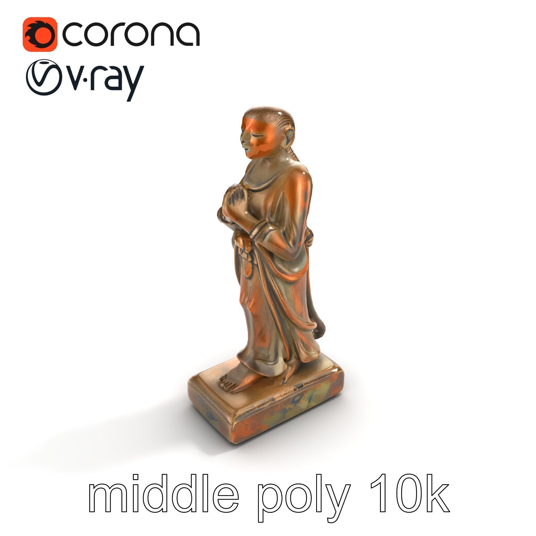 Ancient Humanoid Statuette with Intricate Carvings model pack Low-poly 3D model_8