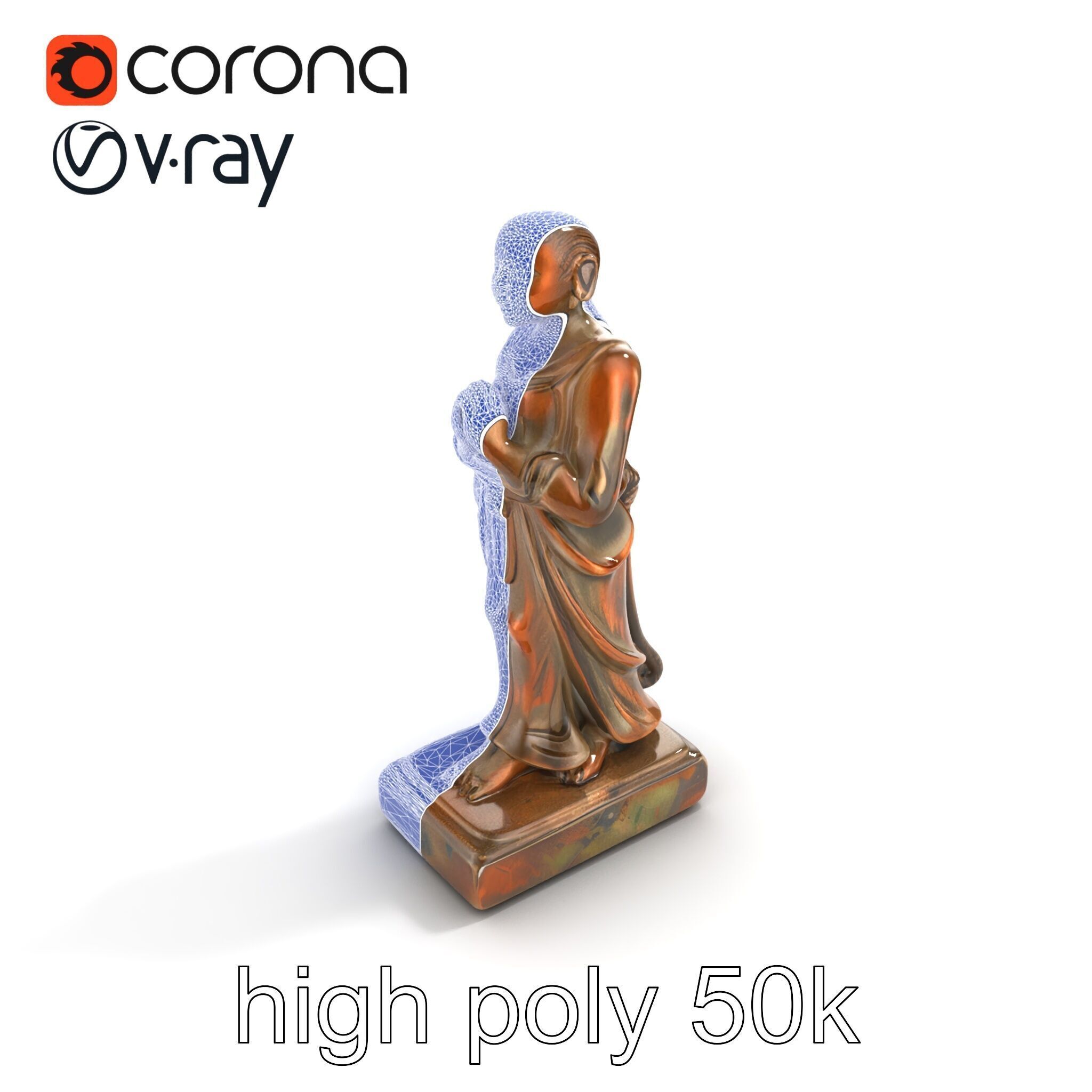 Ancient Humanoid Statuette with Intricate Carvings model pack Low-poly 3D model_14