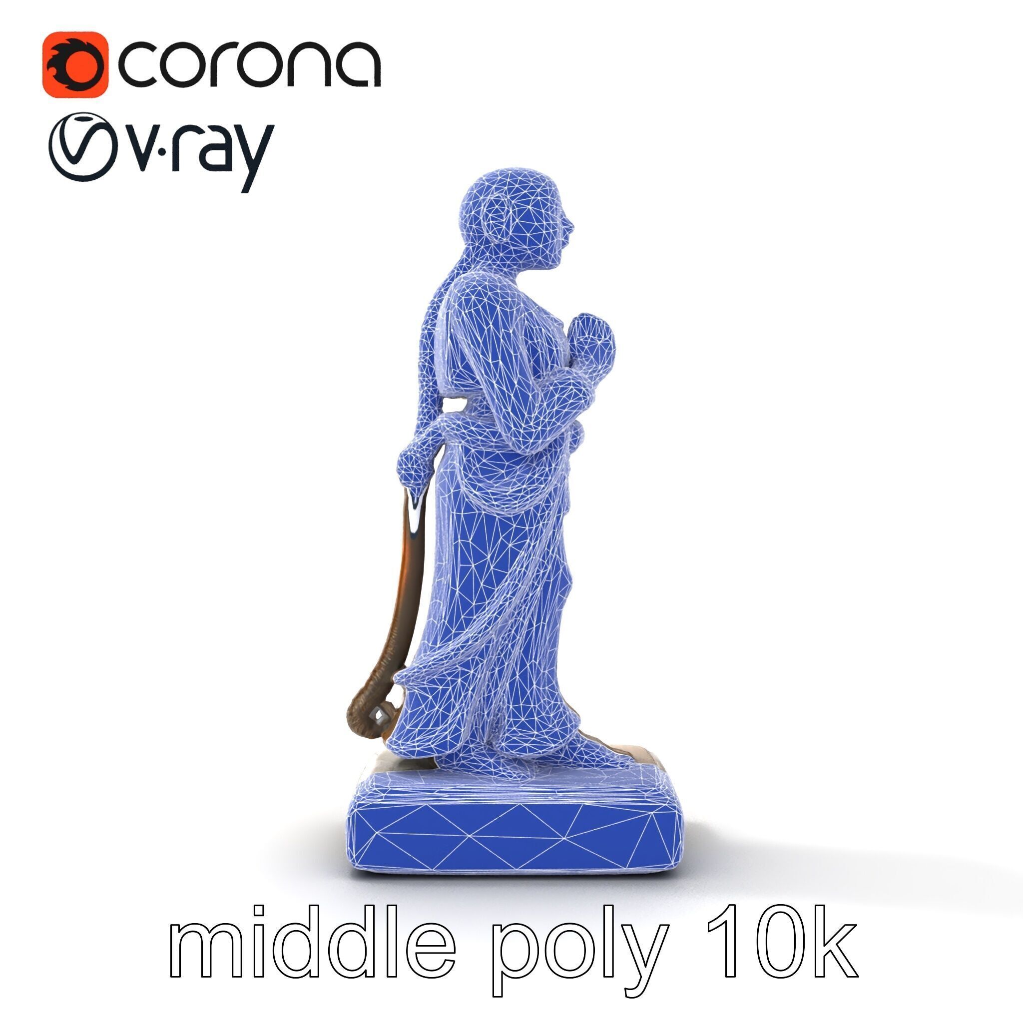 Ancient Humanoid Statuette with Intricate Carvings model pack Low-poly 3D model_16