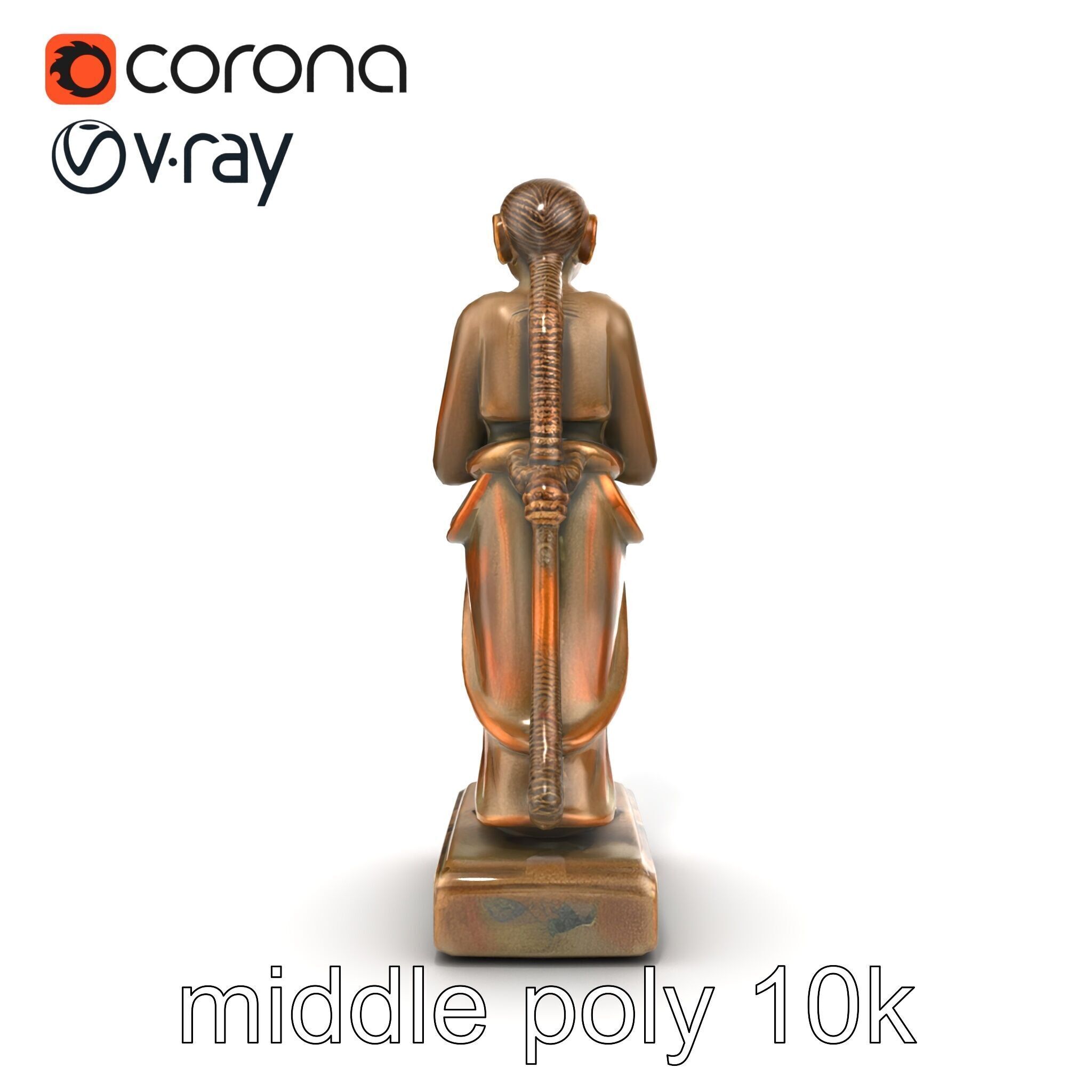 Ancient Humanoid Statuette with Intricate Carvings model pack Low-poly 3D model_29