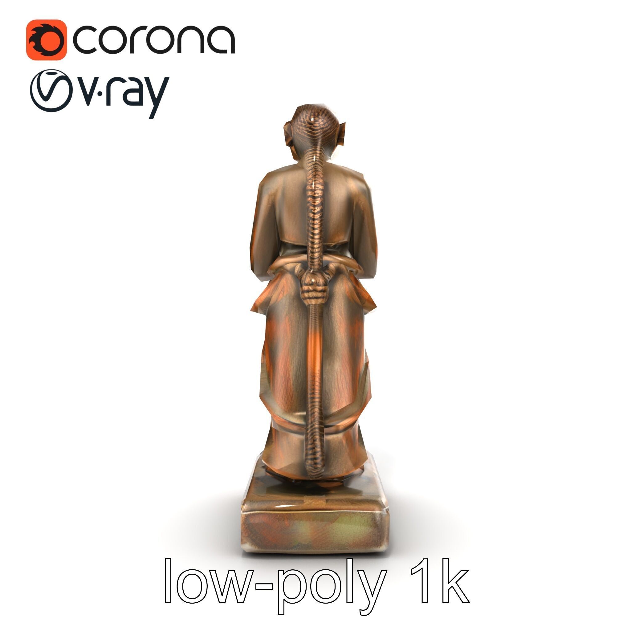 Ancient Humanoid Statuette with Intricate Carvings model pack Low-poly 3D model_25