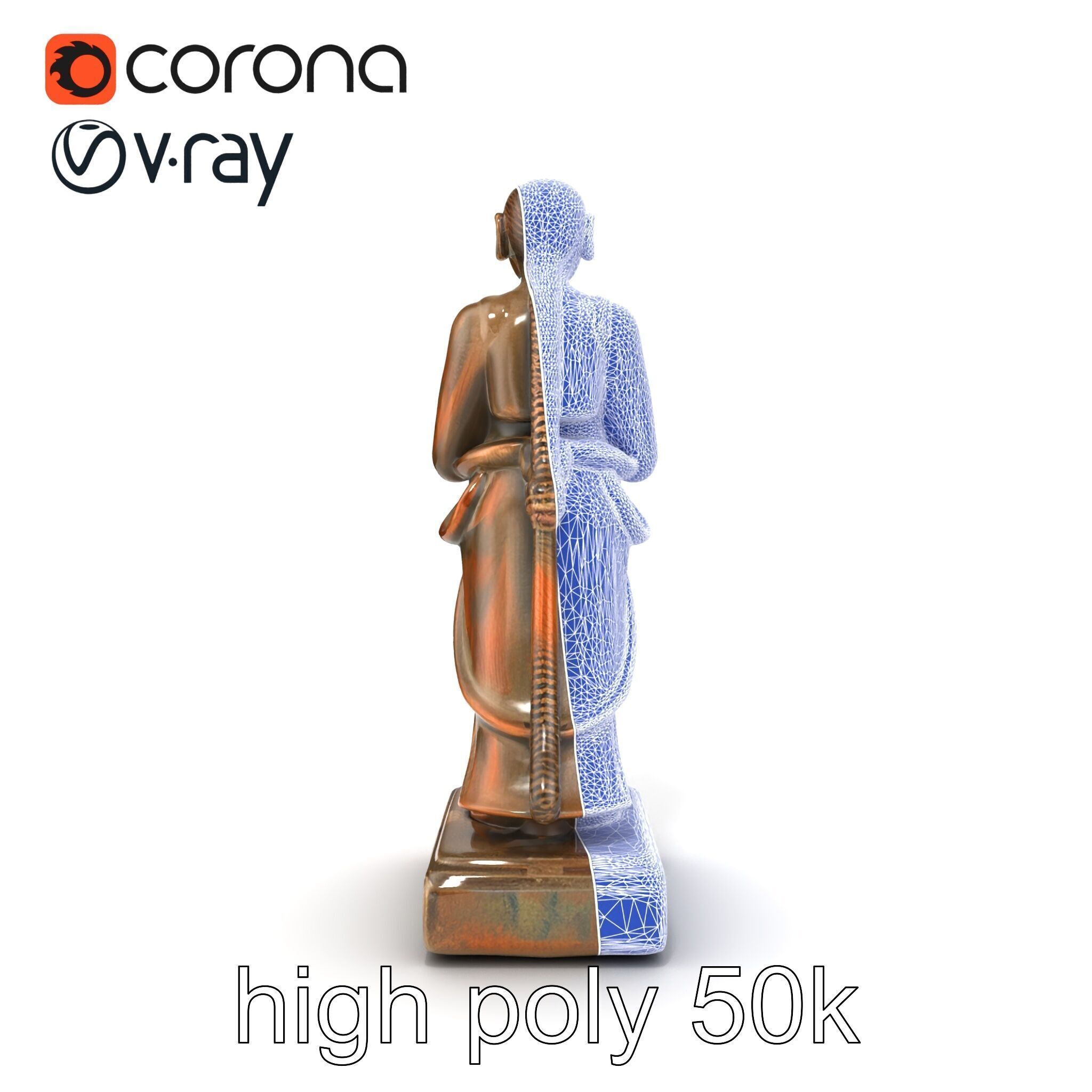 Ancient Humanoid Statuette with Intricate Carvings model pack Low-poly 3D model_21