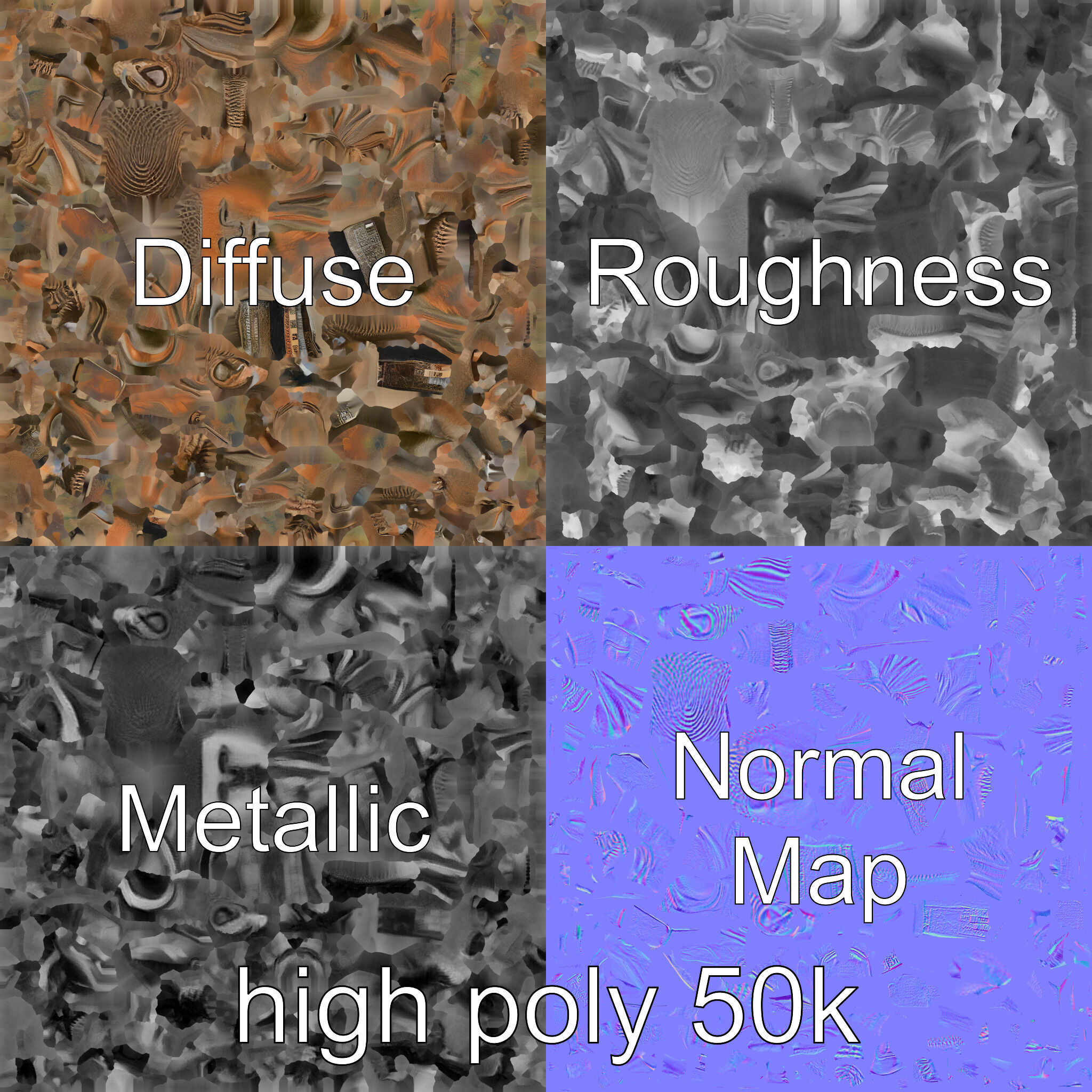 Ancient Humanoid Statuette with Intricate Carvings model pack Low-poly 3D model_3