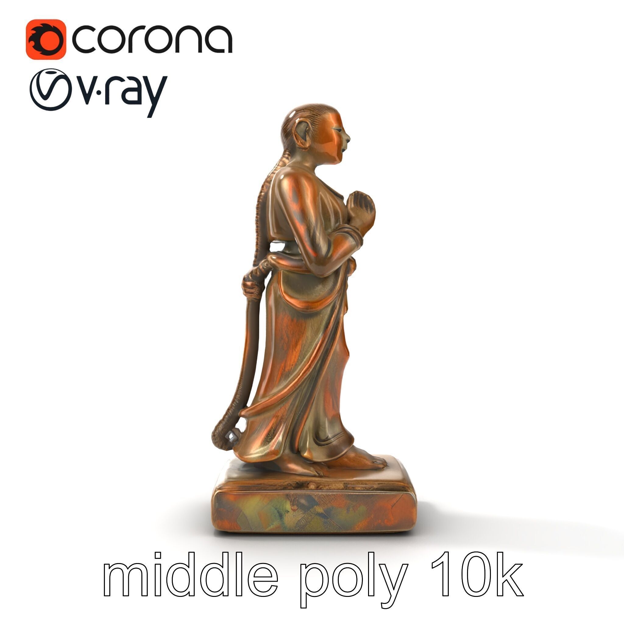 Ancient Humanoid Statuette with Intricate Carvings model pack Low-poly 3D model_12