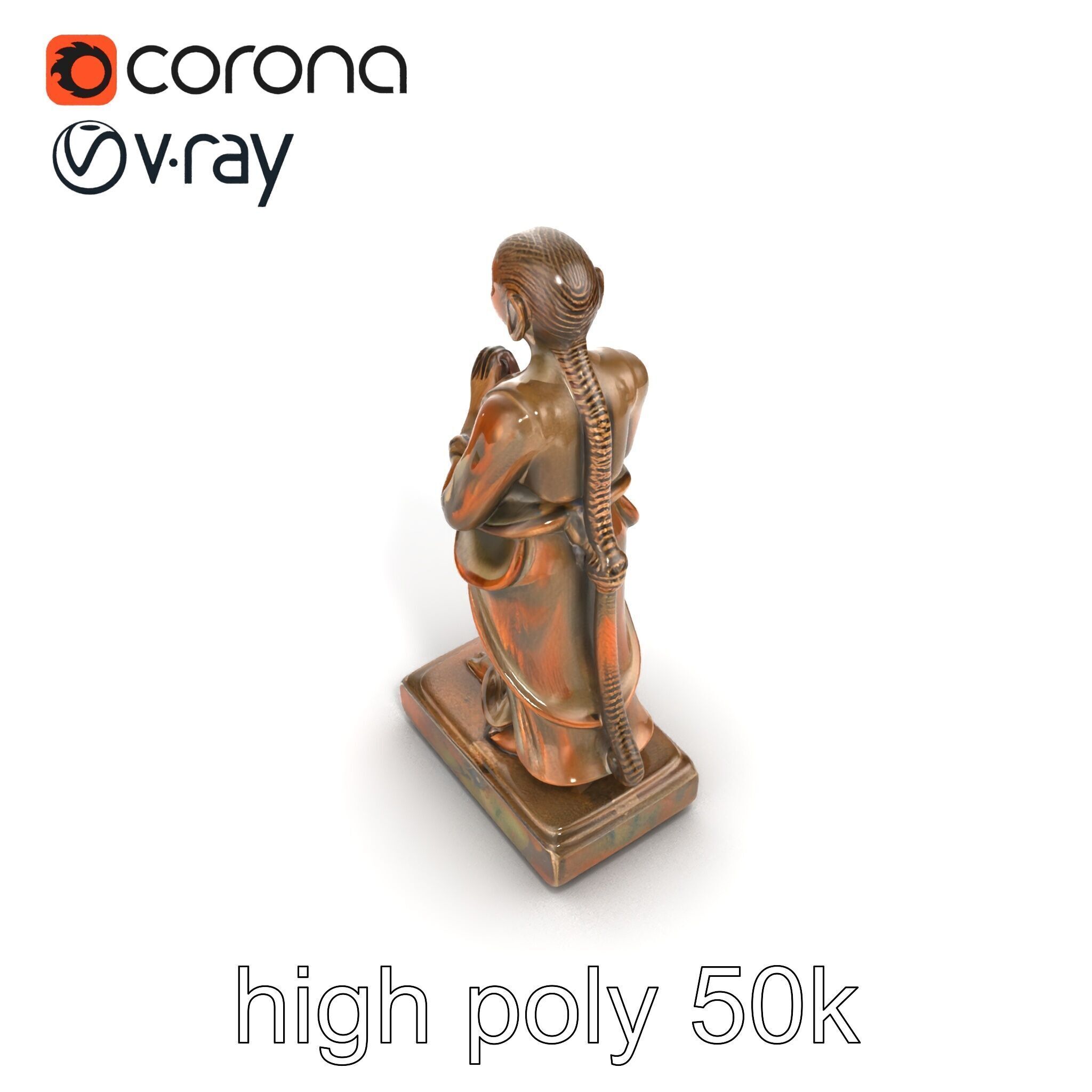 Ancient Humanoid Statuette with Intricate Carvings model pack Low-poly 3D model_24