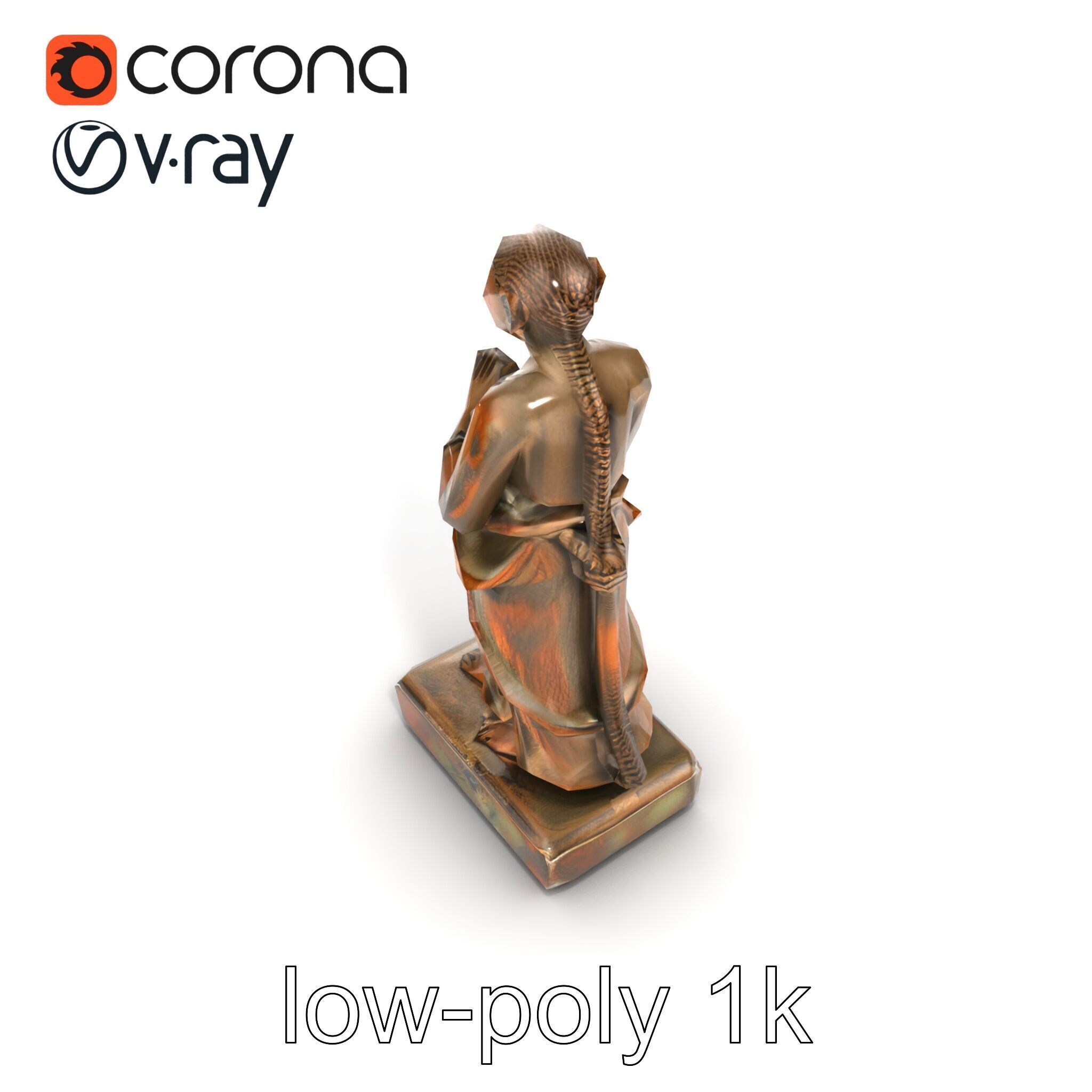 Ancient Humanoid Statuette with Intricate Carvings model pack Low-poly 3D model_26