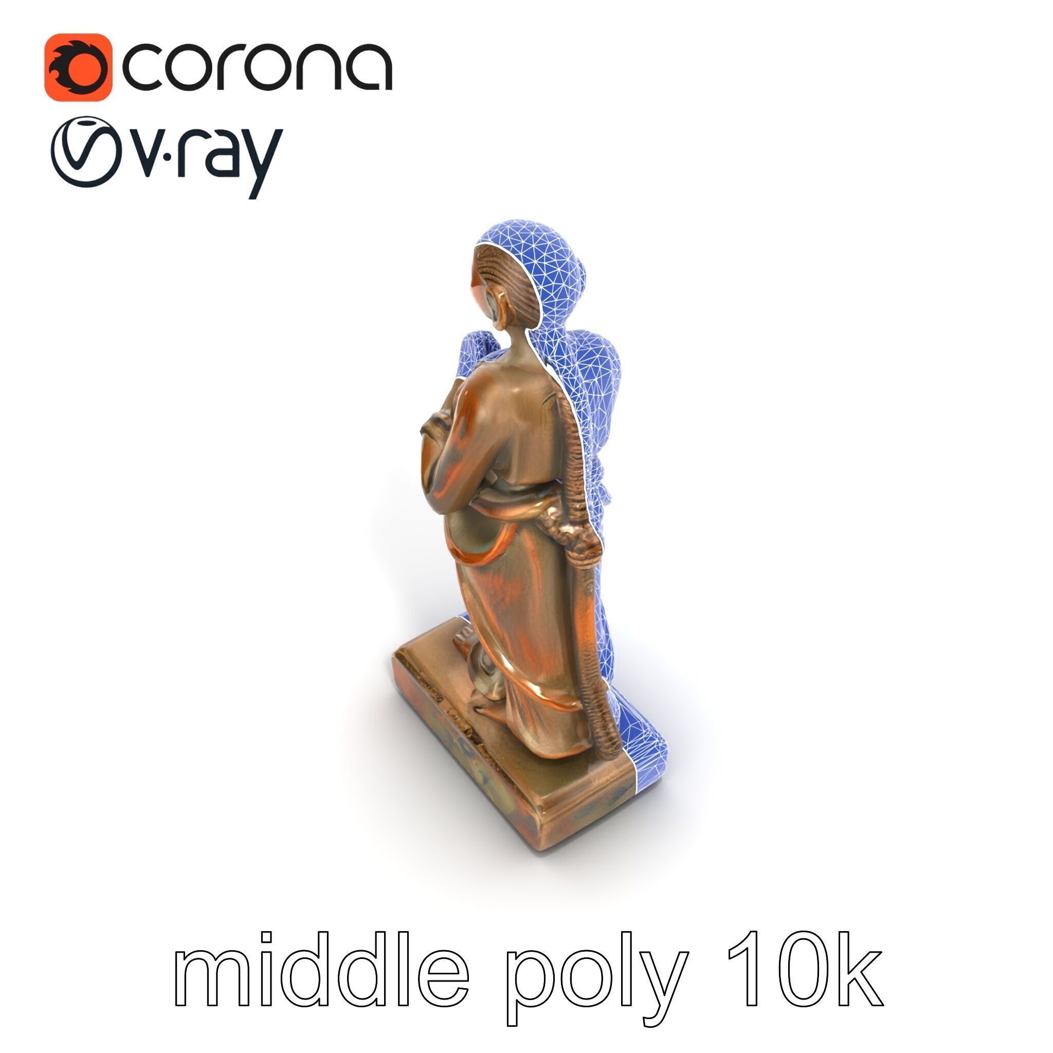 Ancient Humanoid Statuette with Intricate Carvings model pack Low-poly 3D model_27