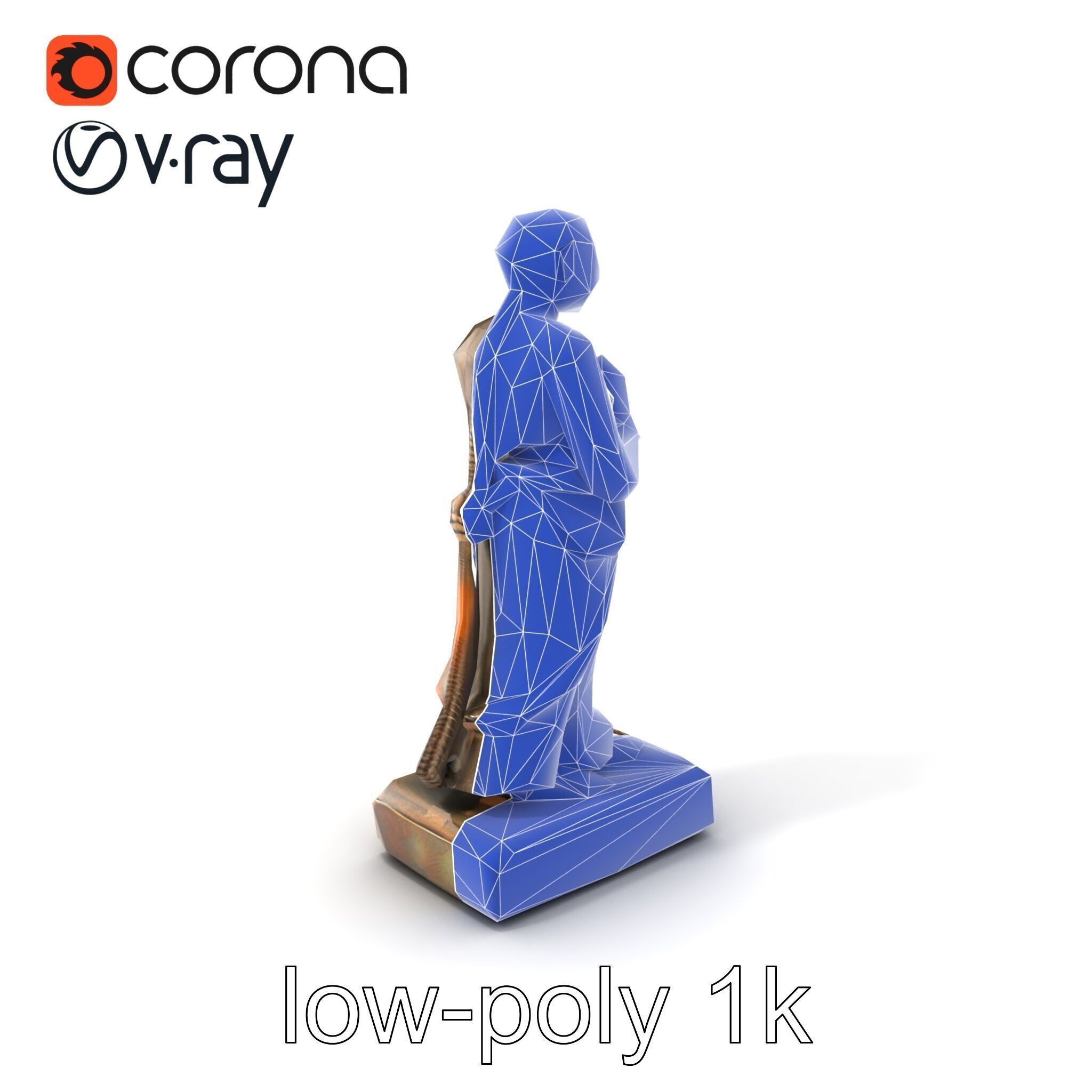 Ancient Humanoid Statuette with Intricate Carvings model pack Low-poly 3D model_7