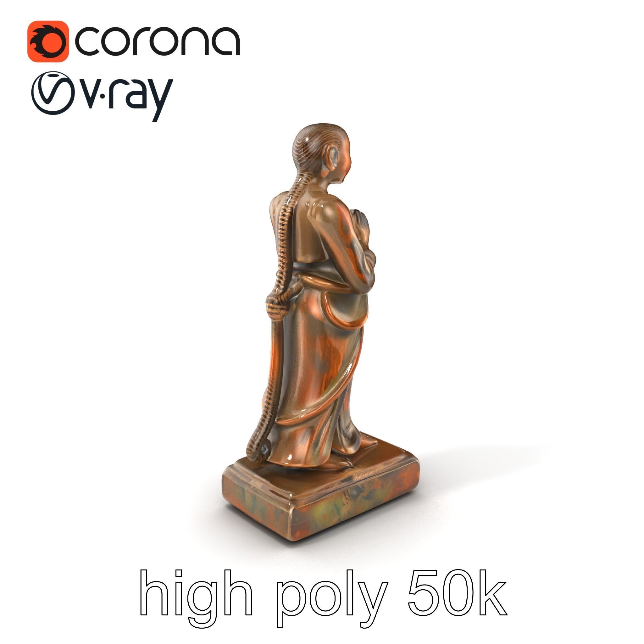 Ancient Humanoid Statuette with Intricate Carvings model pack Low-poly 3D model_2