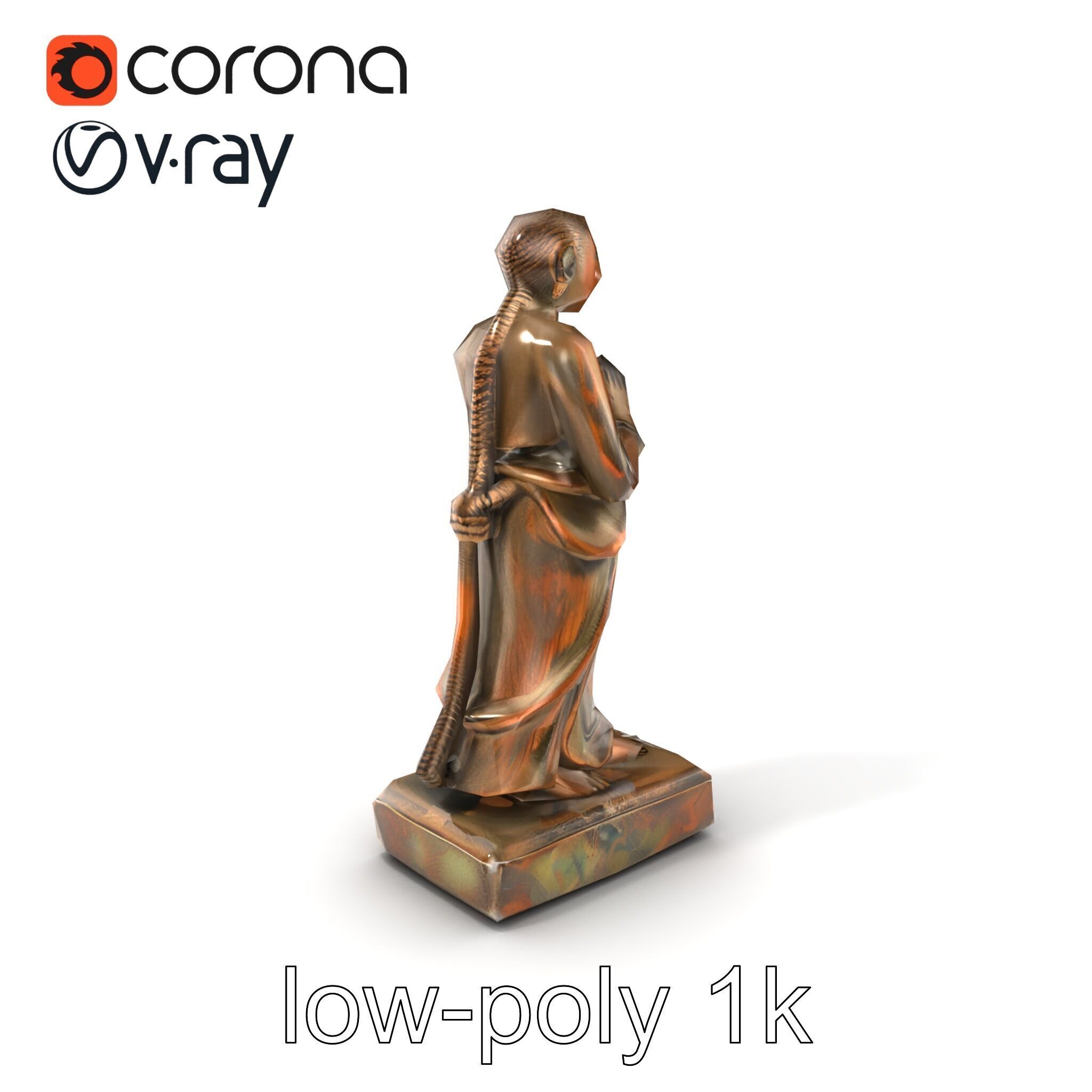 Ancient Humanoid Statuette with Intricate Carvings model pack Low-poly 3D model_5