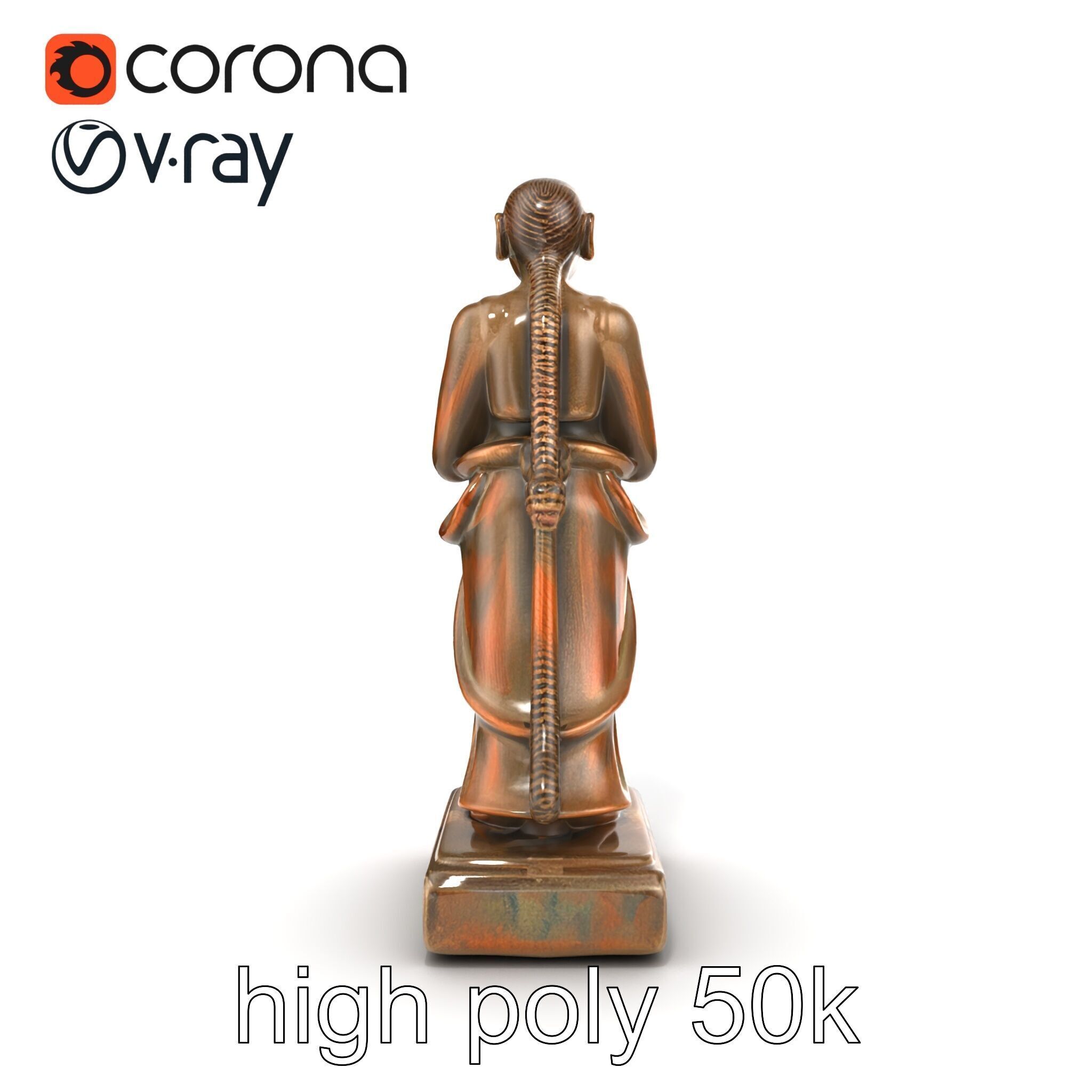 Ancient Humanoid Statuette with Intricate Carvings model pack Low-poly 3D model_28