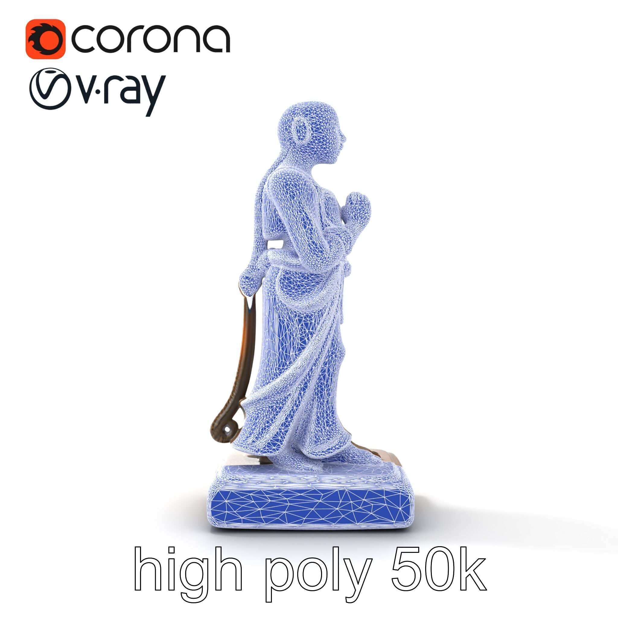 Ancient Humanoid Statuette with Intricate Carvings model pack Low-poly 3D model_32