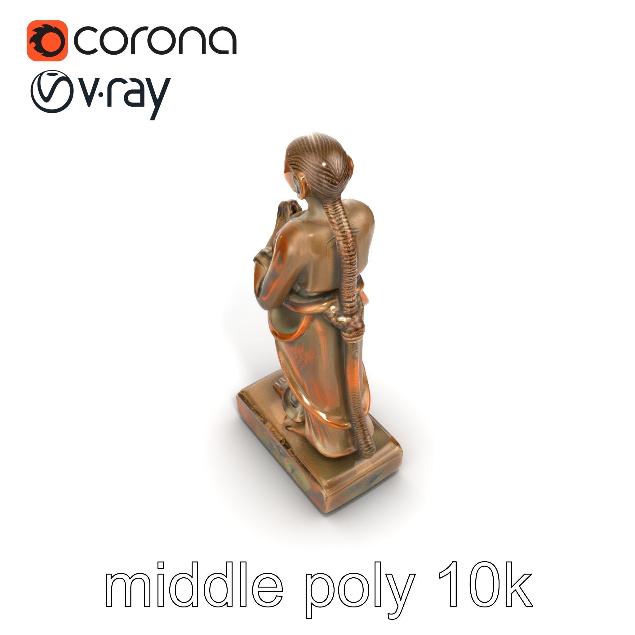 Ancient Humanoid Statuette with Intricate Carvings model pack Low-poly 3D model_17