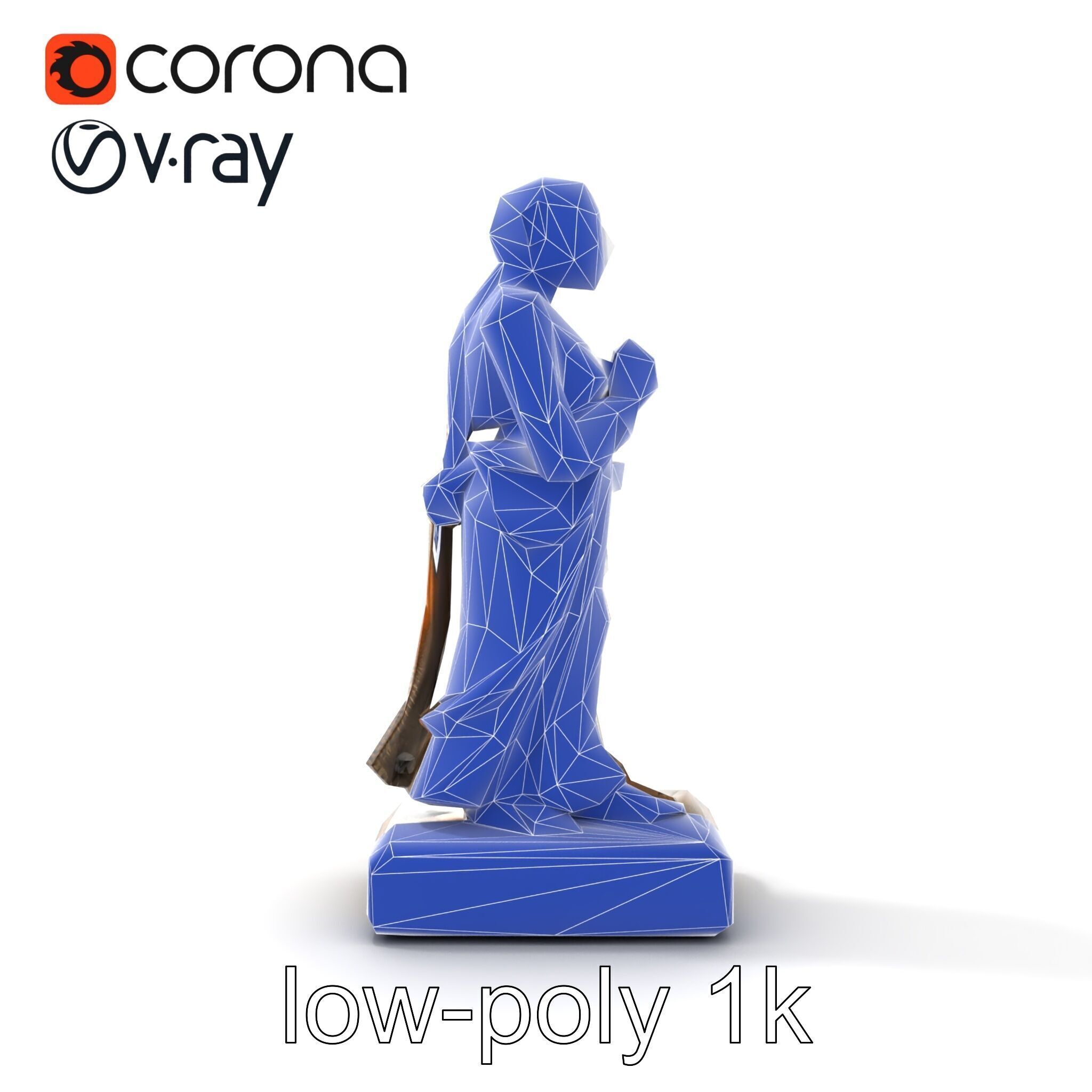 Ancient Humanoid Statuette with Intricate Carvings model pack Low-poly 3D model_31