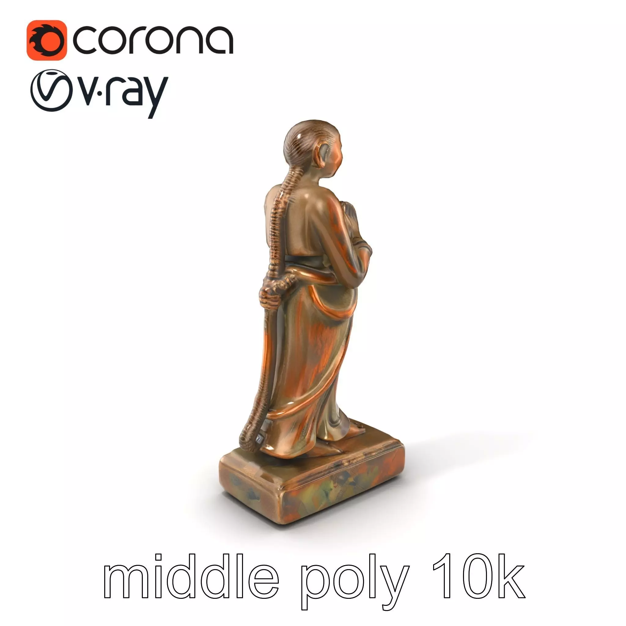 Ancient Humanoid Statuette with Intricate Carvings model pack Low-poly 3D model_0
