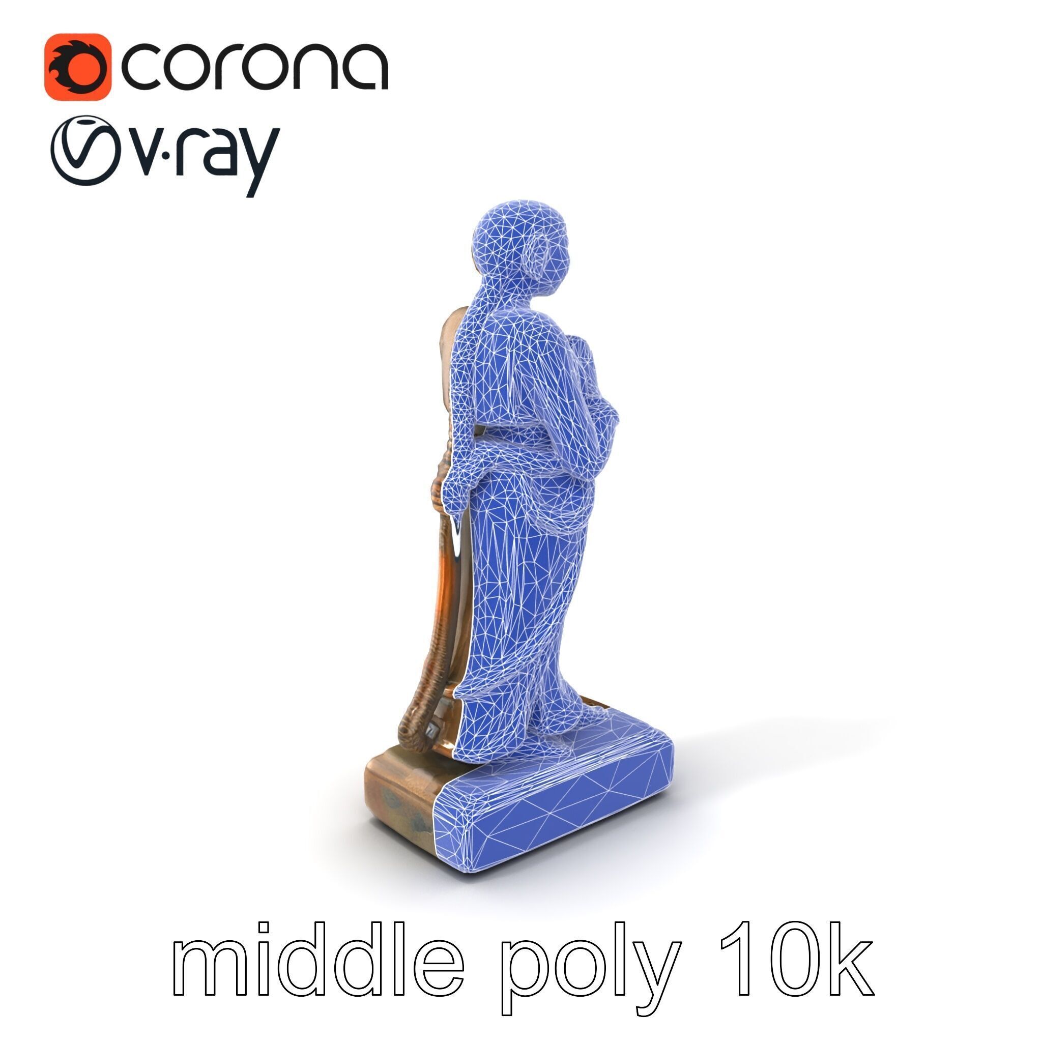 Ancient Humanoid Statuette with Intricate Carvings model pack Low-poly 3D model_6