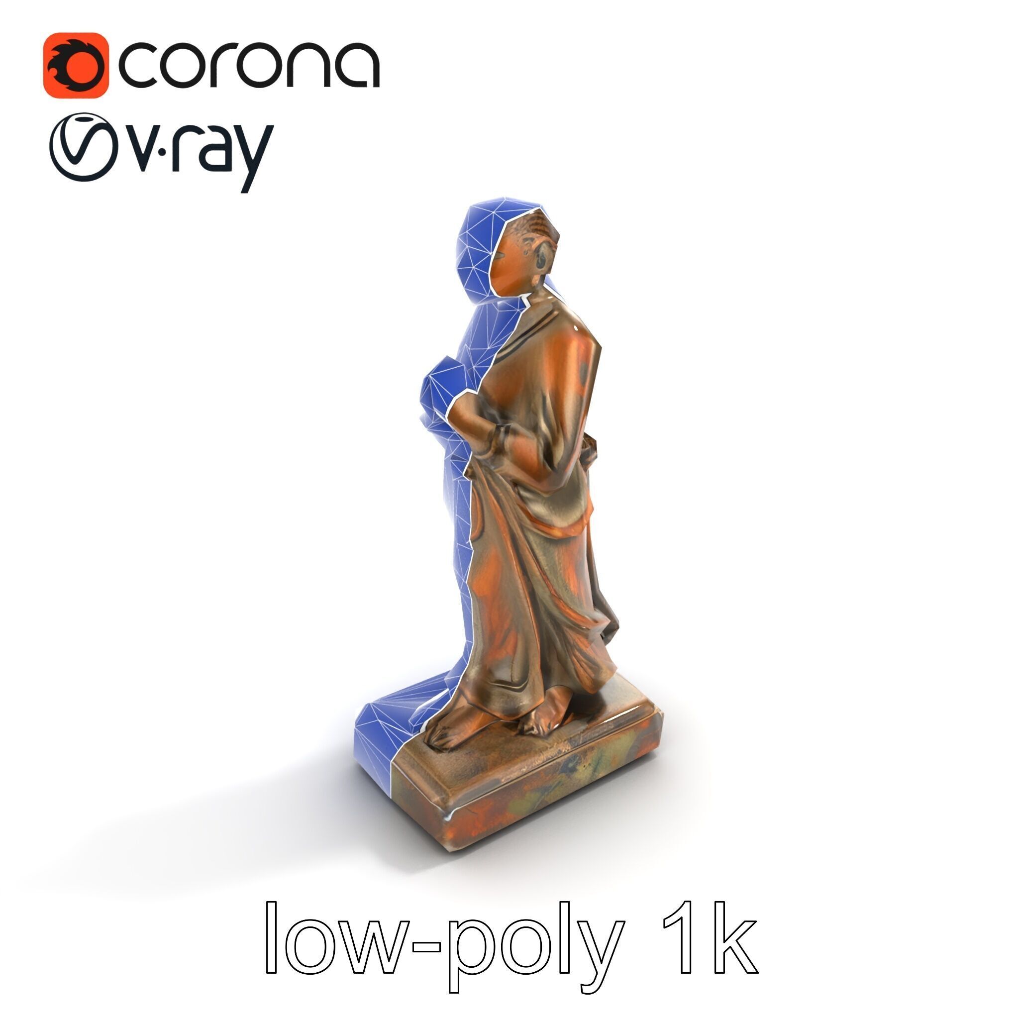 Ancient Humanoid Statuette with Intricate Carvings model pack Low-poly 3D model_22