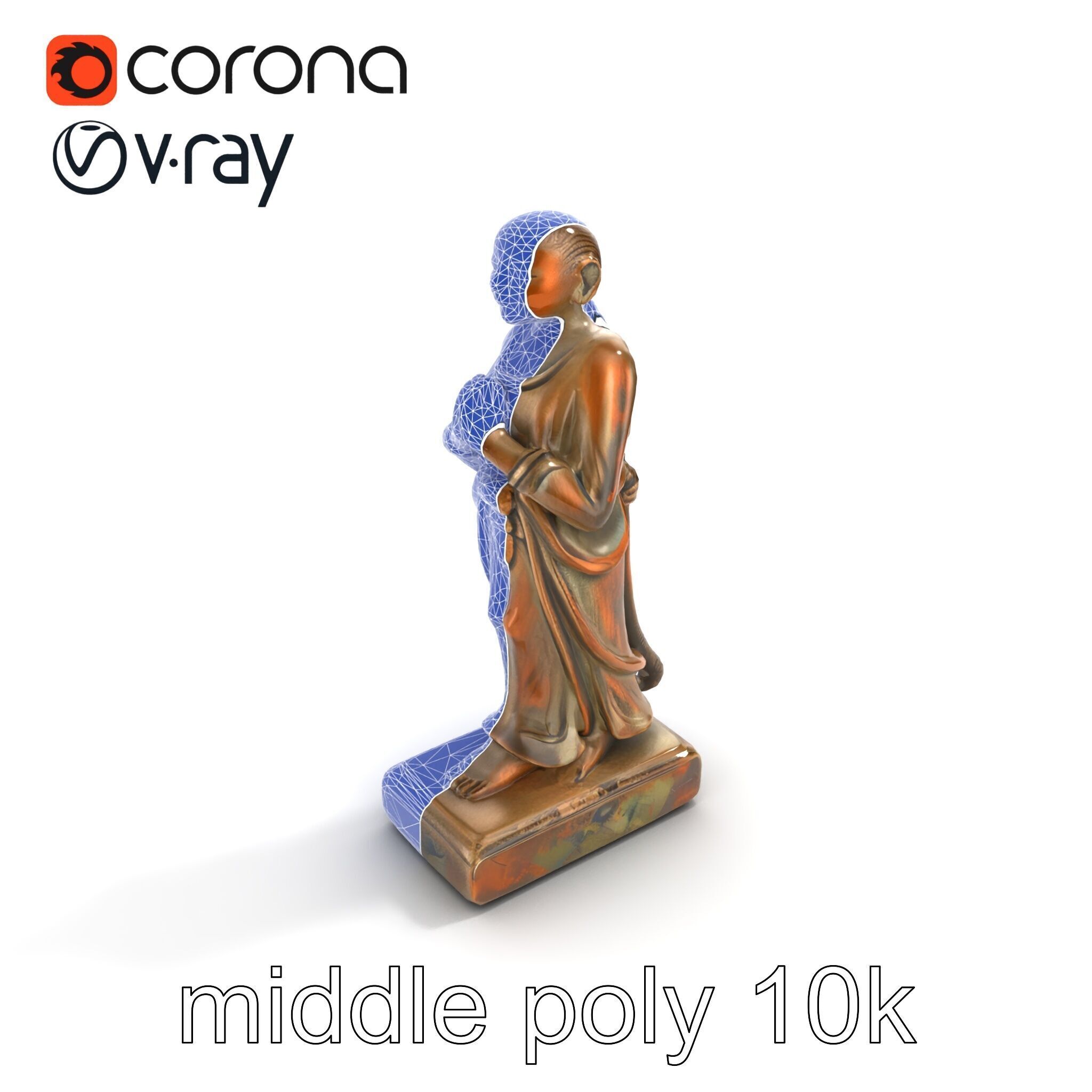 Ancient Humanoid Statuette with Intricate Carvings model pack Low-poly 3D model_11