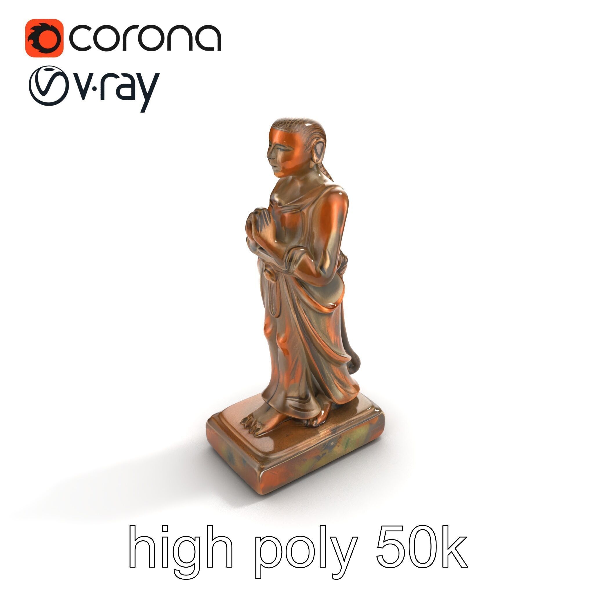 Ancient Humanoid Statuette with Intricate Carvings model pack Low-poly 3D model_18