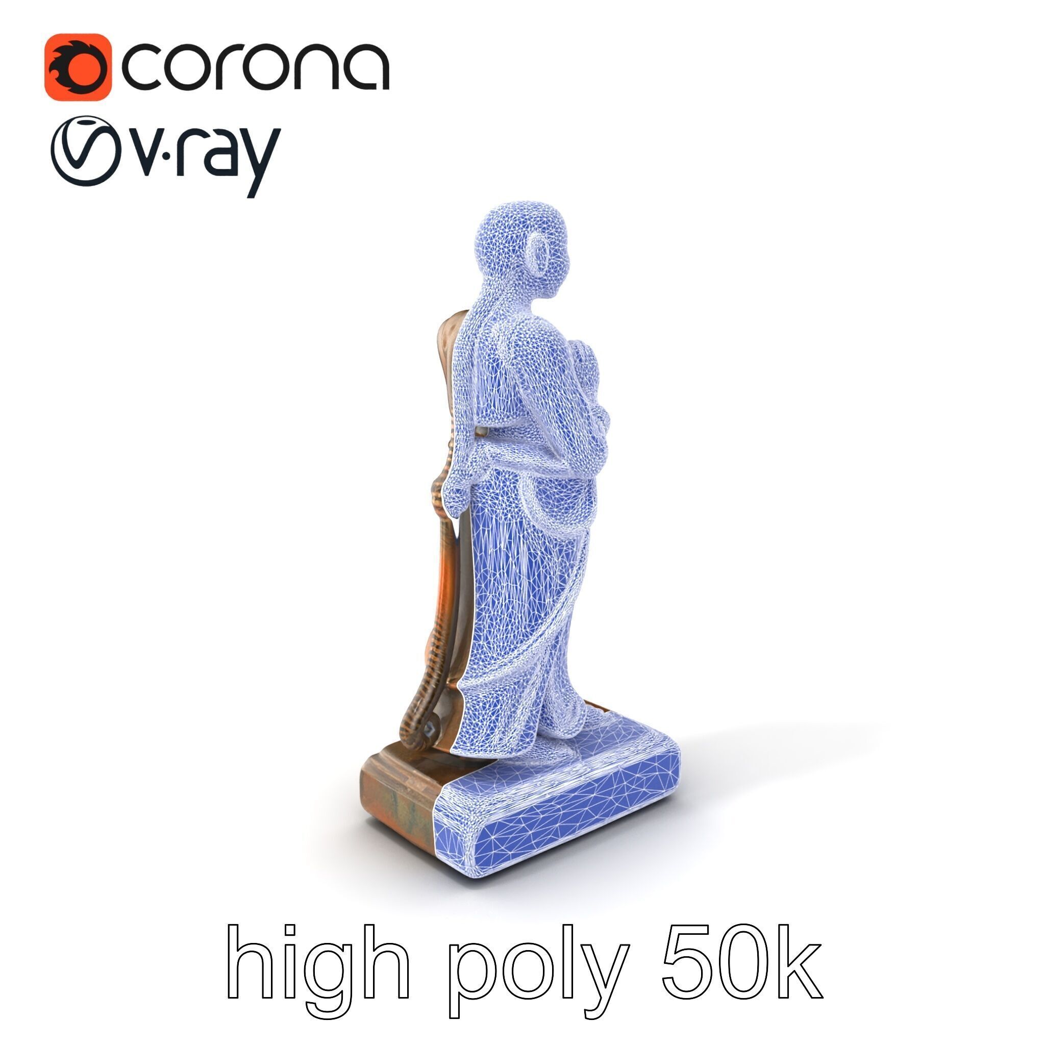 Ancient Humanoid Statuette with Intricate Carvings model pack Low-poly 3D model_10