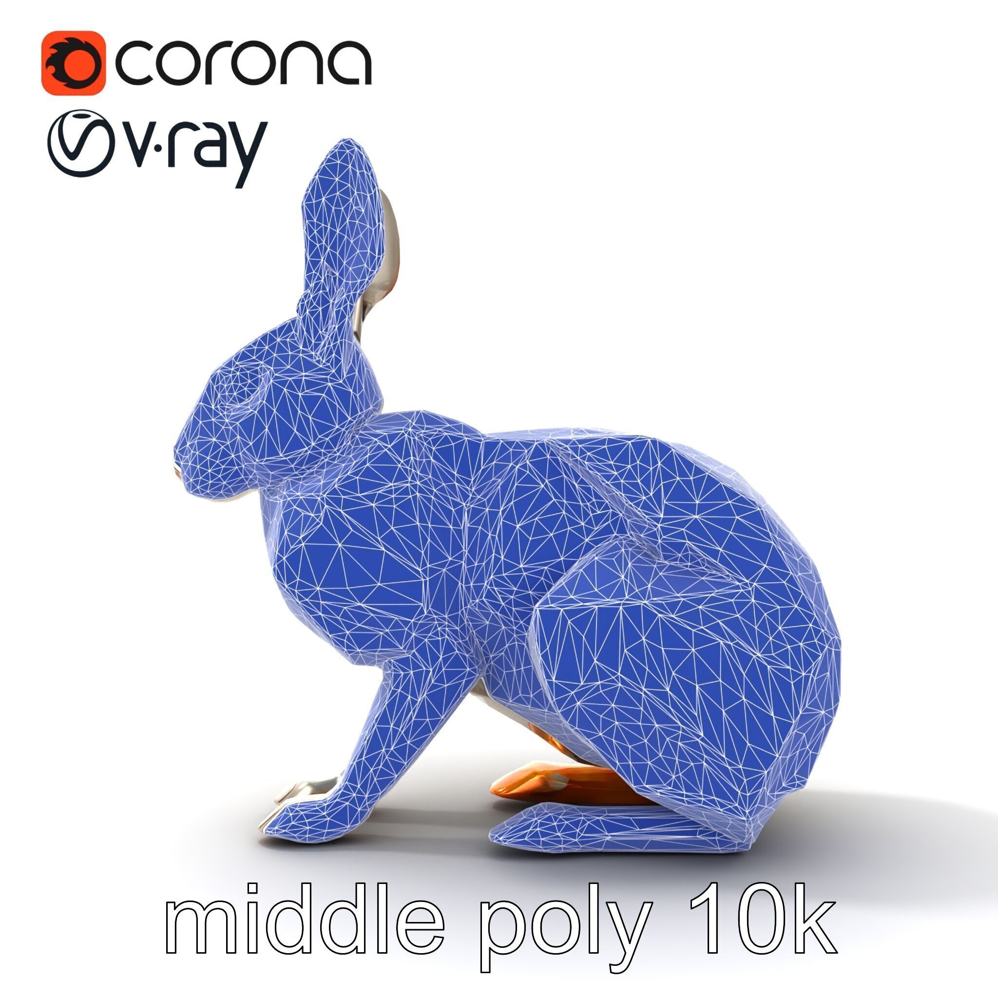 Geometric Polygonal Hare with Metallic Finish model pack Low-poly 3D model_25