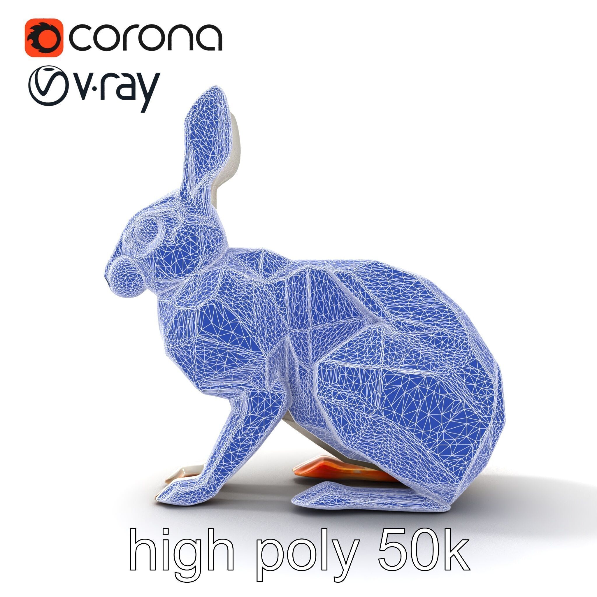 Geometric Polygonal Hare with Metallic Finish model pack Low-poly 3D model_27
