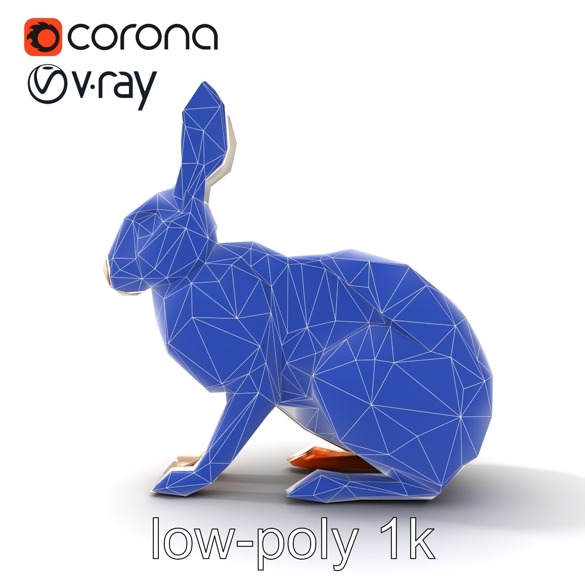 Geometric Polygonal Hare with Metallic Finish model pack Low-poly 3D model_31