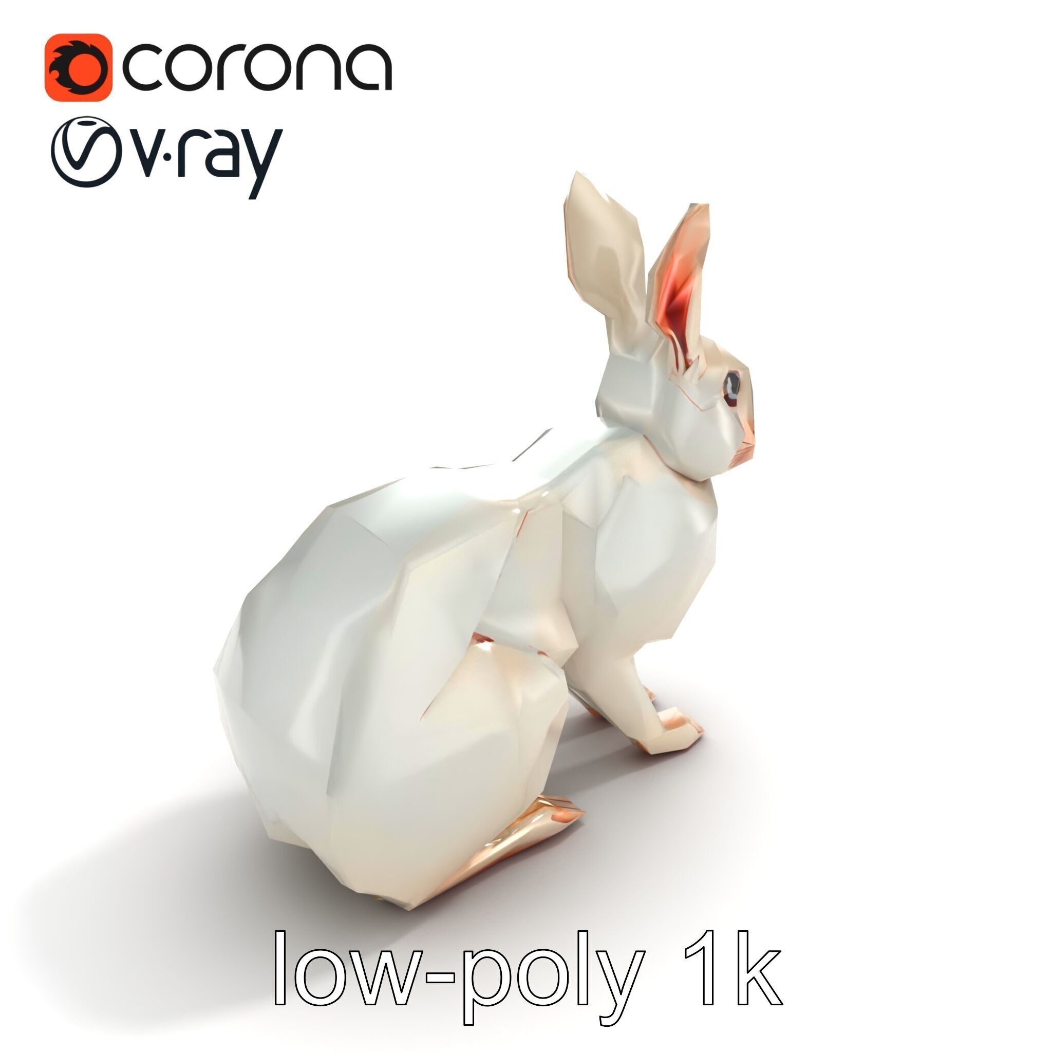 Geometric Polygonal Hare with Metallic Finish model pack Low-poly 3D model_9