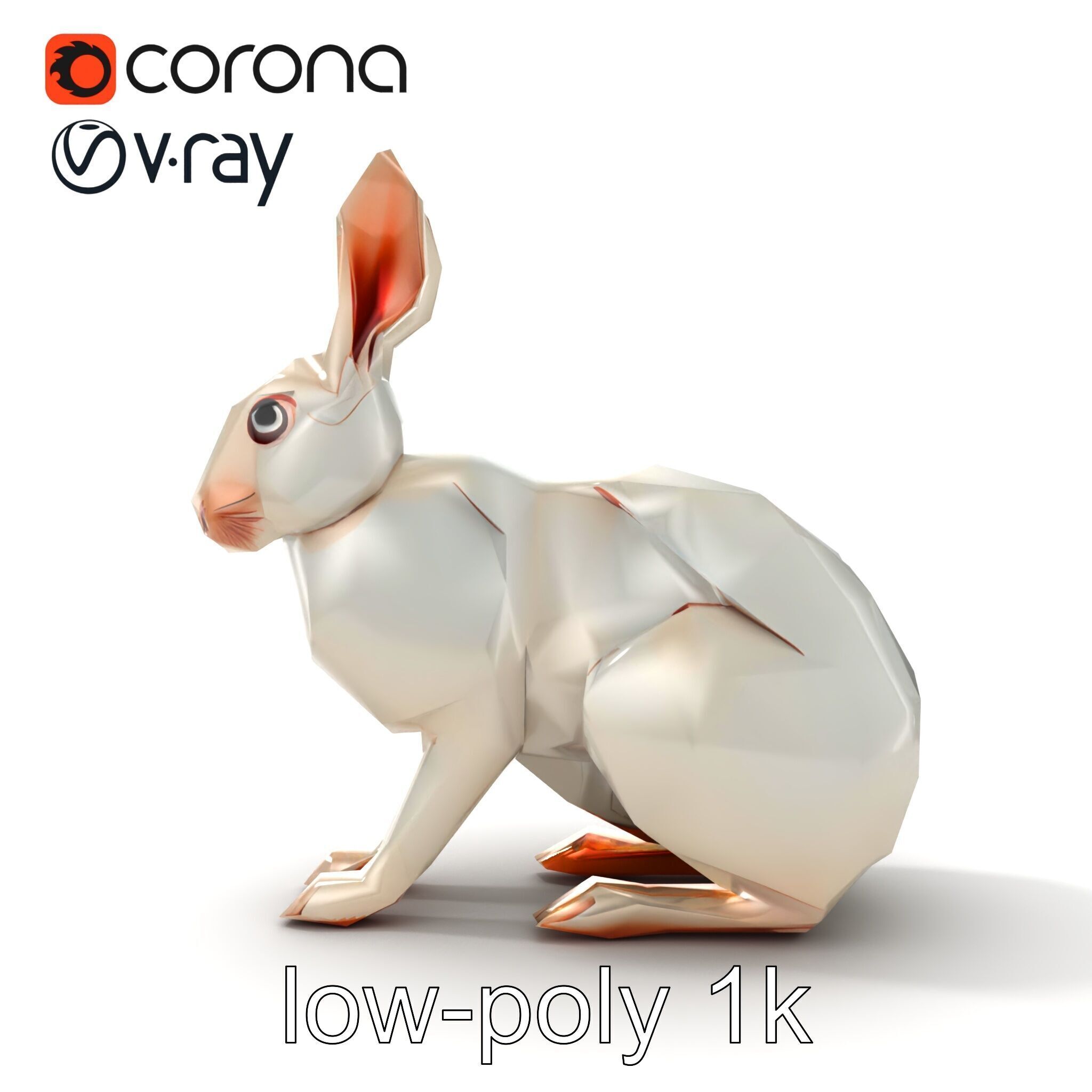 Geometric Polygonal Hare with Metallic Finish model pack Low-poly 3D model_28