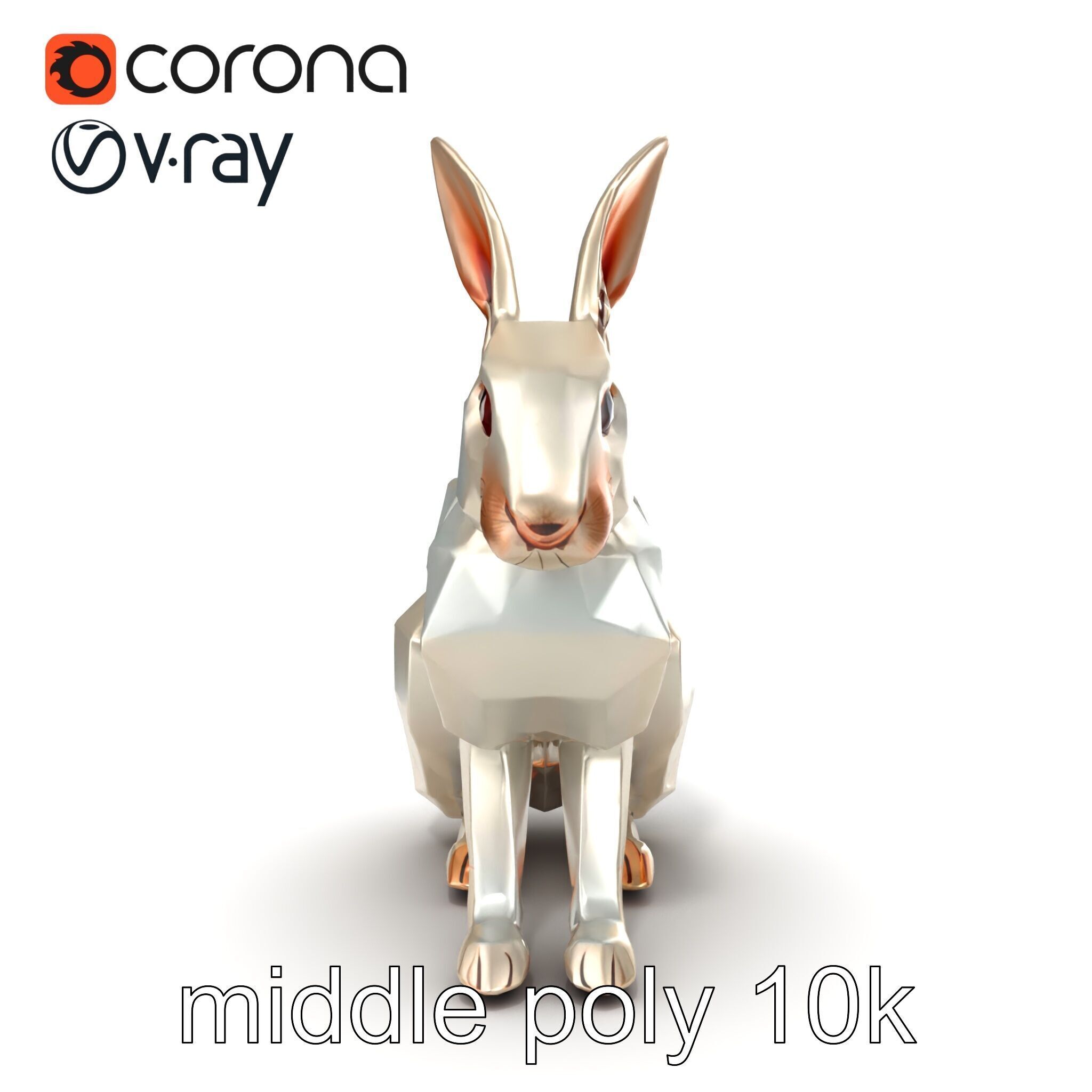 Geometric Polygonal Hare with Metallic Finish model pack Low-poly 3D model_18