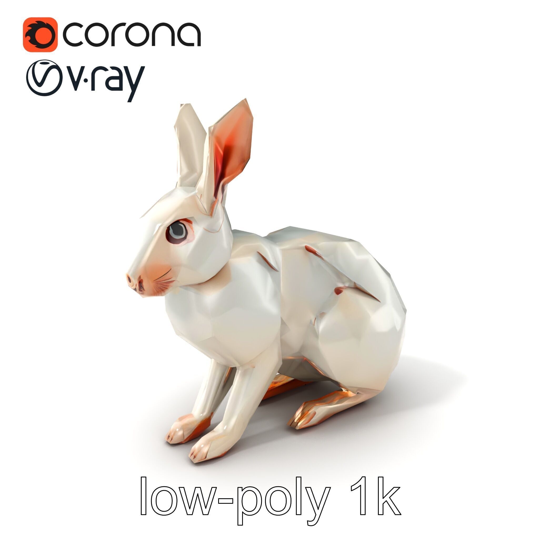 Geometric Polygonal Hare with Metallic Finish model pack Low-poly 3D model_5