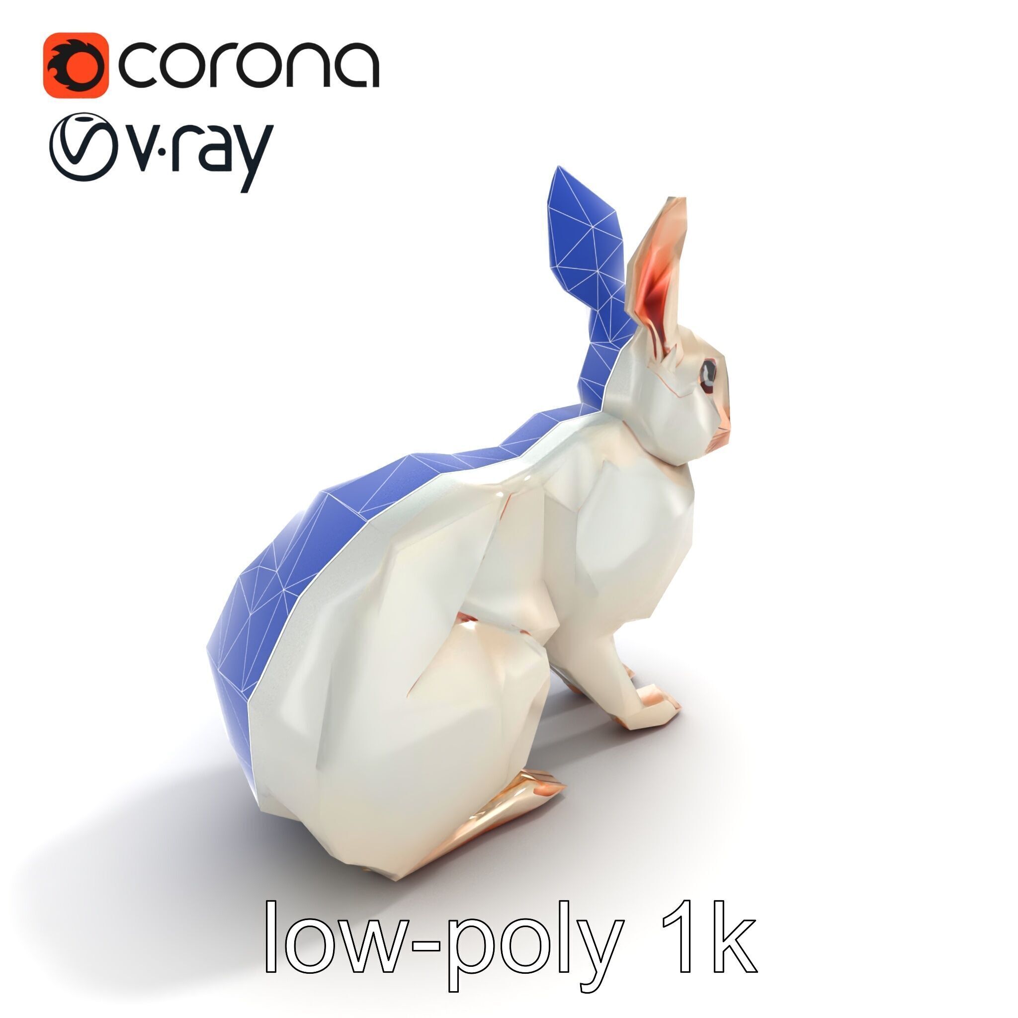 Geometric Polygonal Hare with Metallic Finish model pack Low-poly 3D model_21