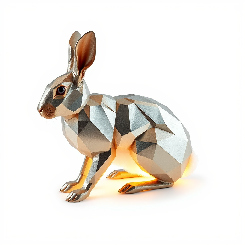 Geometric Polygonal Hare with Metallic Finish model pack Low-poly 3D model_4