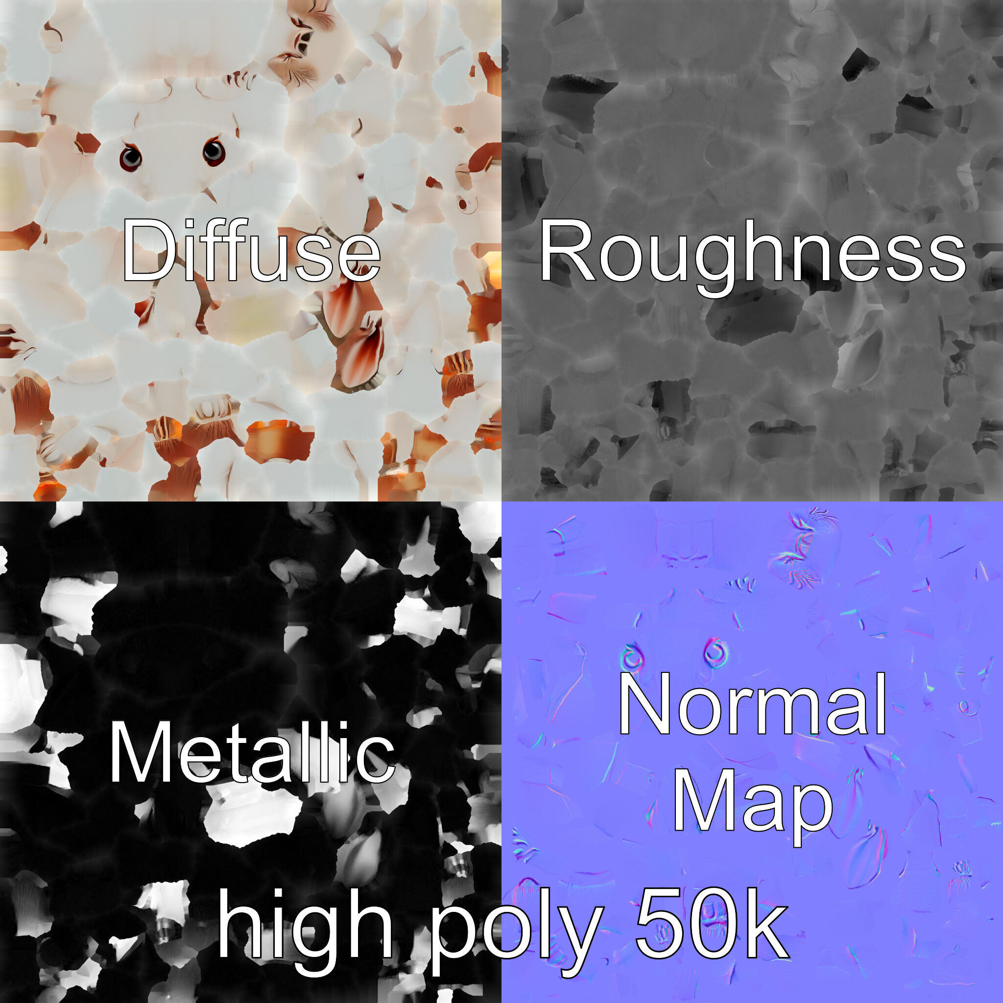 Geometric Polygonal Hare with Metallic Finish model pack Low-poly 3D model_3