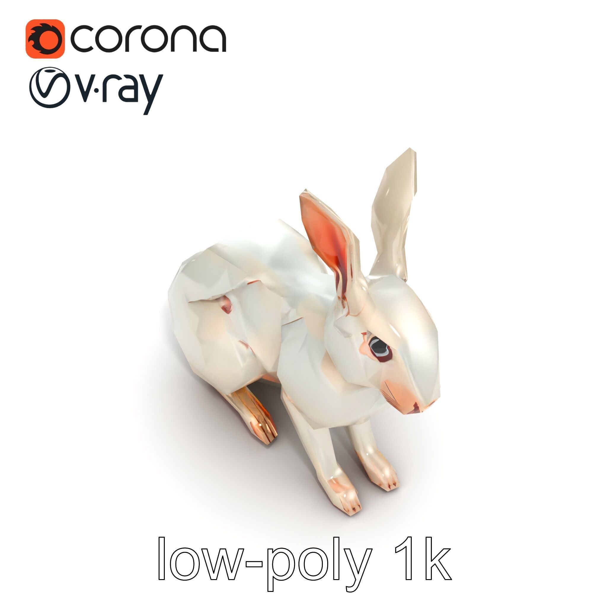 Geometric Polygonal Hare with Metallic Finish model pack Low-poly 3D model_23