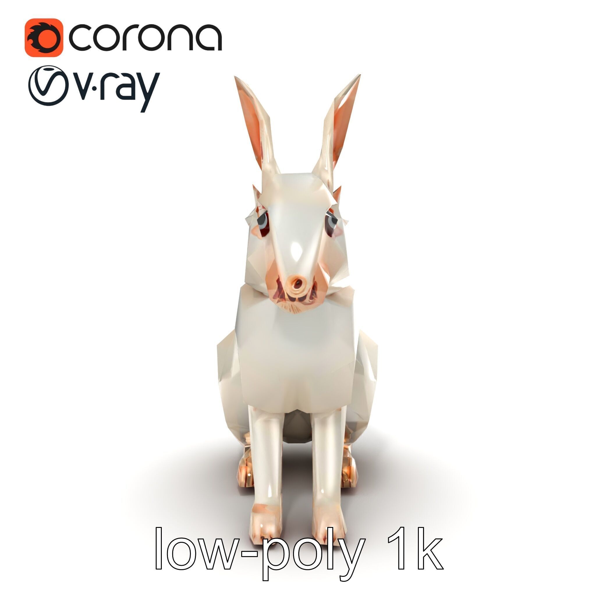 Geometric Polygonal Hare with Metallic Finish model pack Low-poly 3D model_17