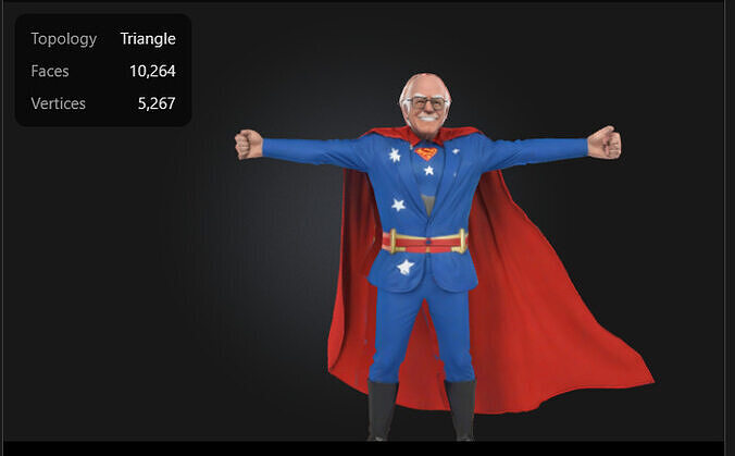 Super Sanders Stylized 3D Superhero Character FBX Game Ready Low-poly 3D model