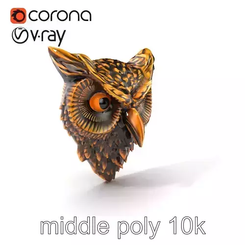 Owl Head Door Handle Bronze Sculpture model pack Low-poly 3D model