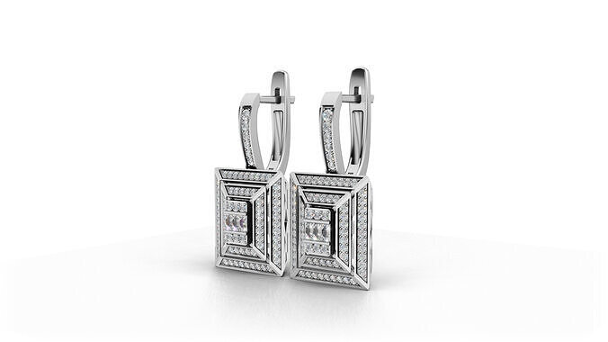 Baguette Diamond Earring 3d model printable 3D print model  3D print model