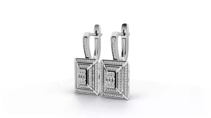 Baguette Diamond Earring 3d model printable 3D print model 3D print model