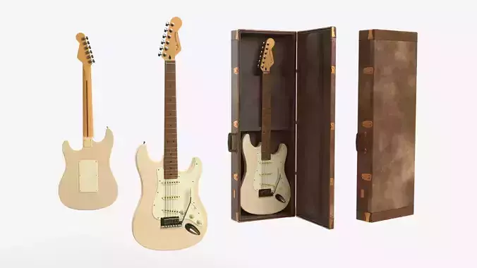 White  Electric Guitar Fender Stratocaster with Case