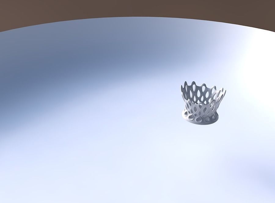 Bowl wide with smooth cuts and uneven top edge streched top 3D print model_3