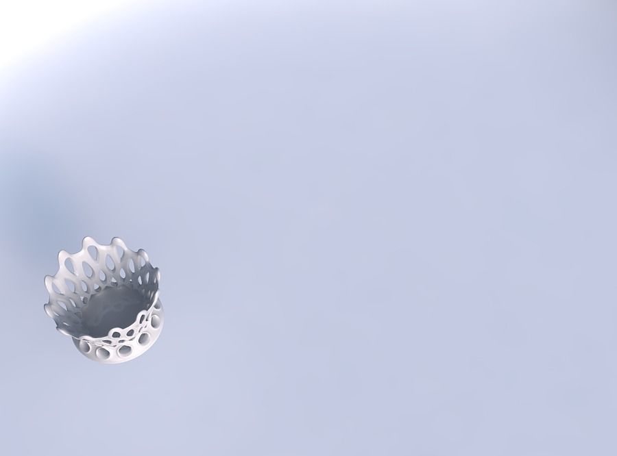 Bowl wide with smooth cuts and uneven top edge streched top 3D print model_1