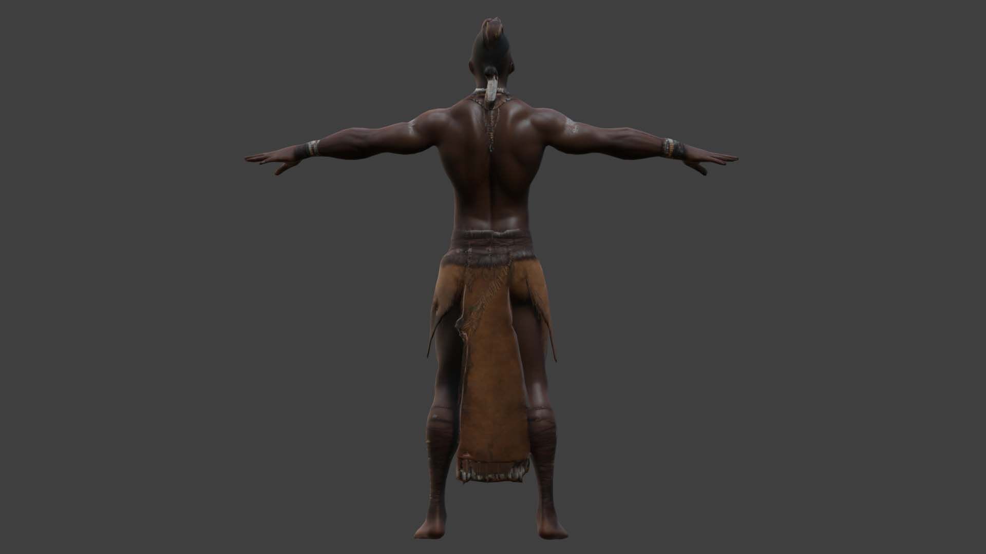 Zulu warrior Low-poly 3D model_2