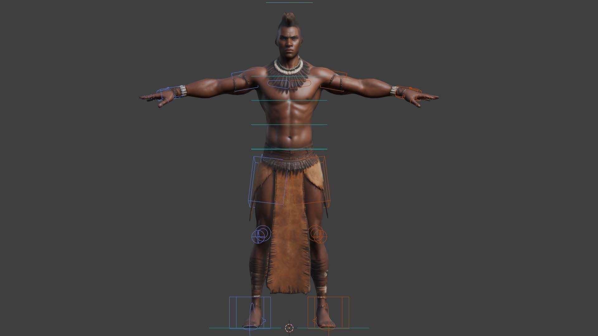 Zulu warrior Low-poly 3D model_3