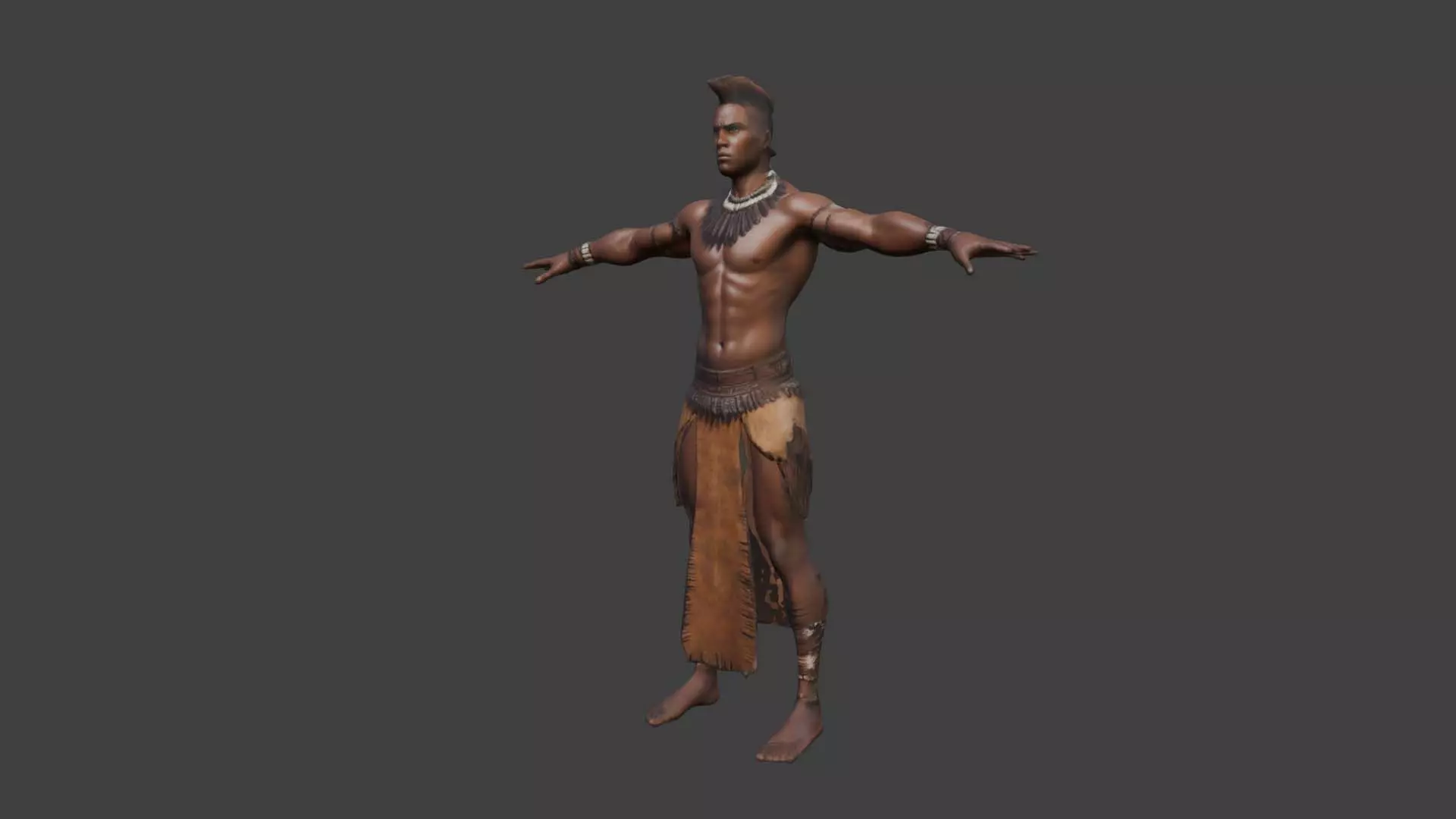 Zulu warrior Low-poly 3D model_0