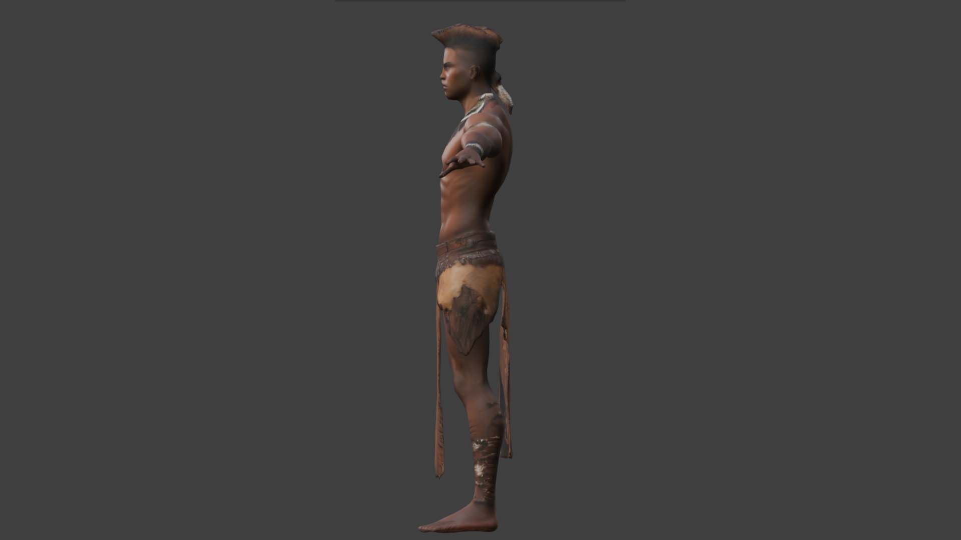 Zulu warrior Low-poly 3D model_1