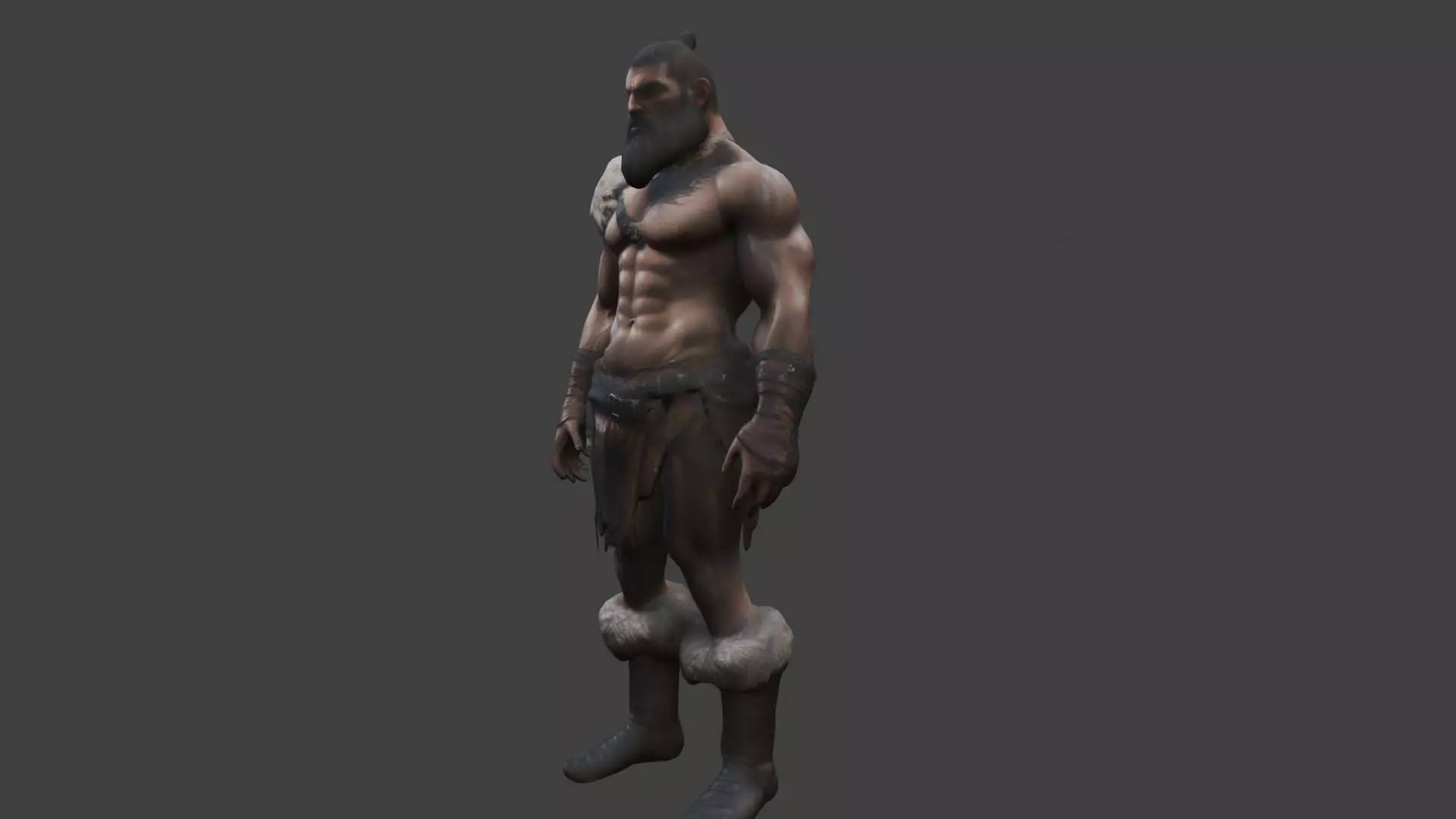 muscular human form with asymmetric attire Low-poly 3D model