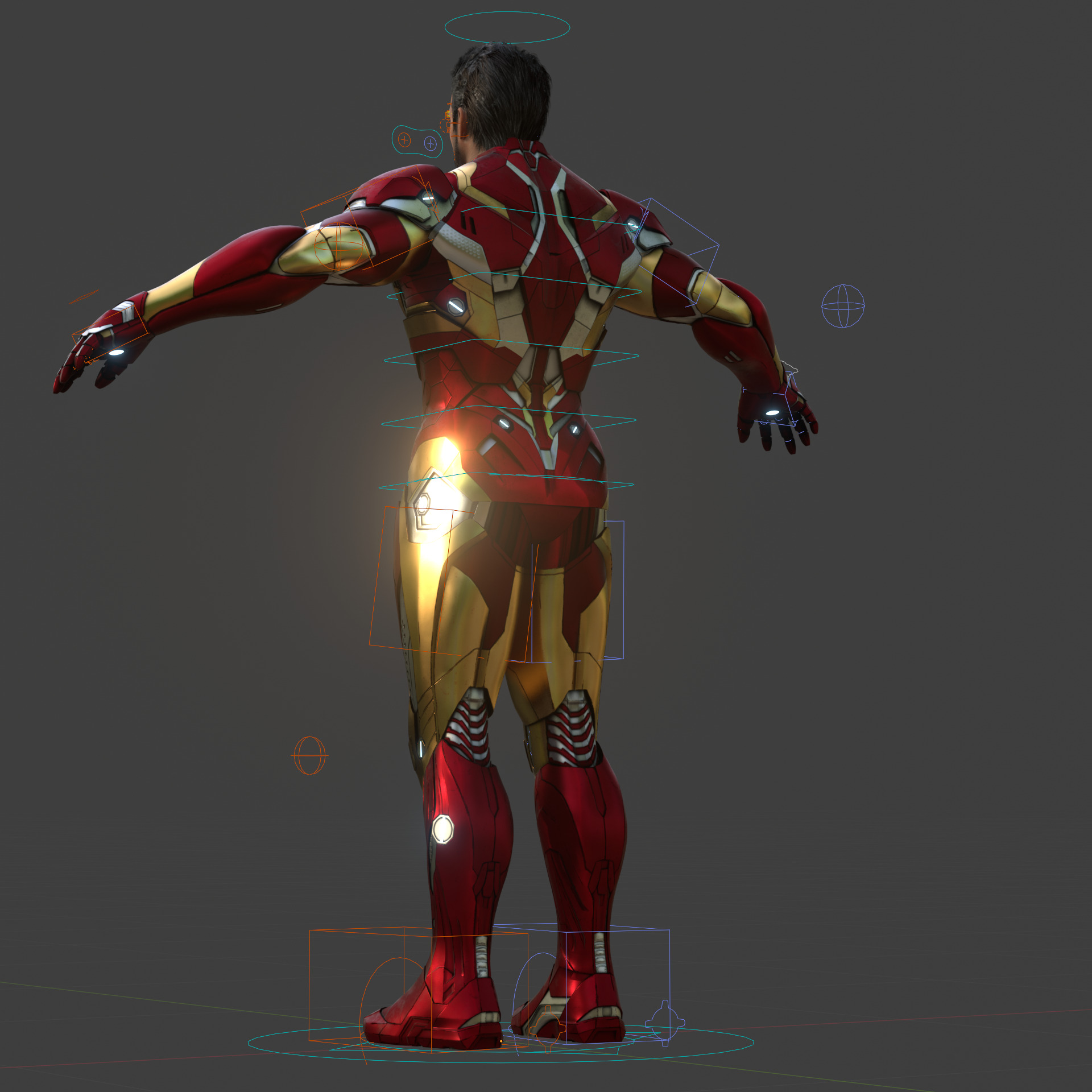 Rigged Iron Man Tony Stark Model 3D Blender OBJ FBX Low-poly 3D model_4