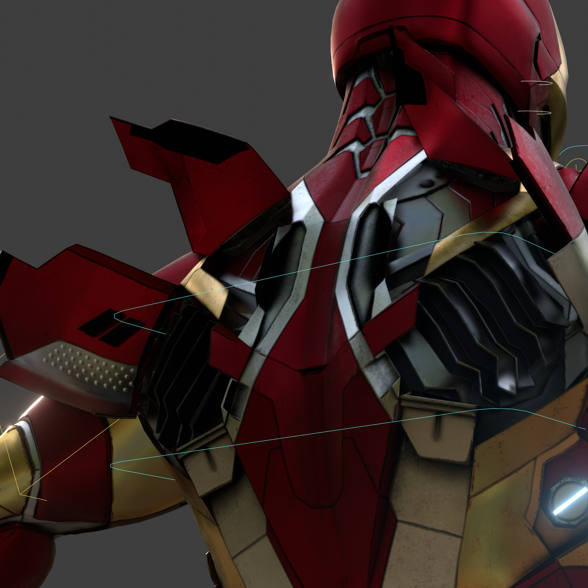 Rigged Iron Man Tony Stark Model 3D Blender OBJ FBX Low-poly 3D model_10